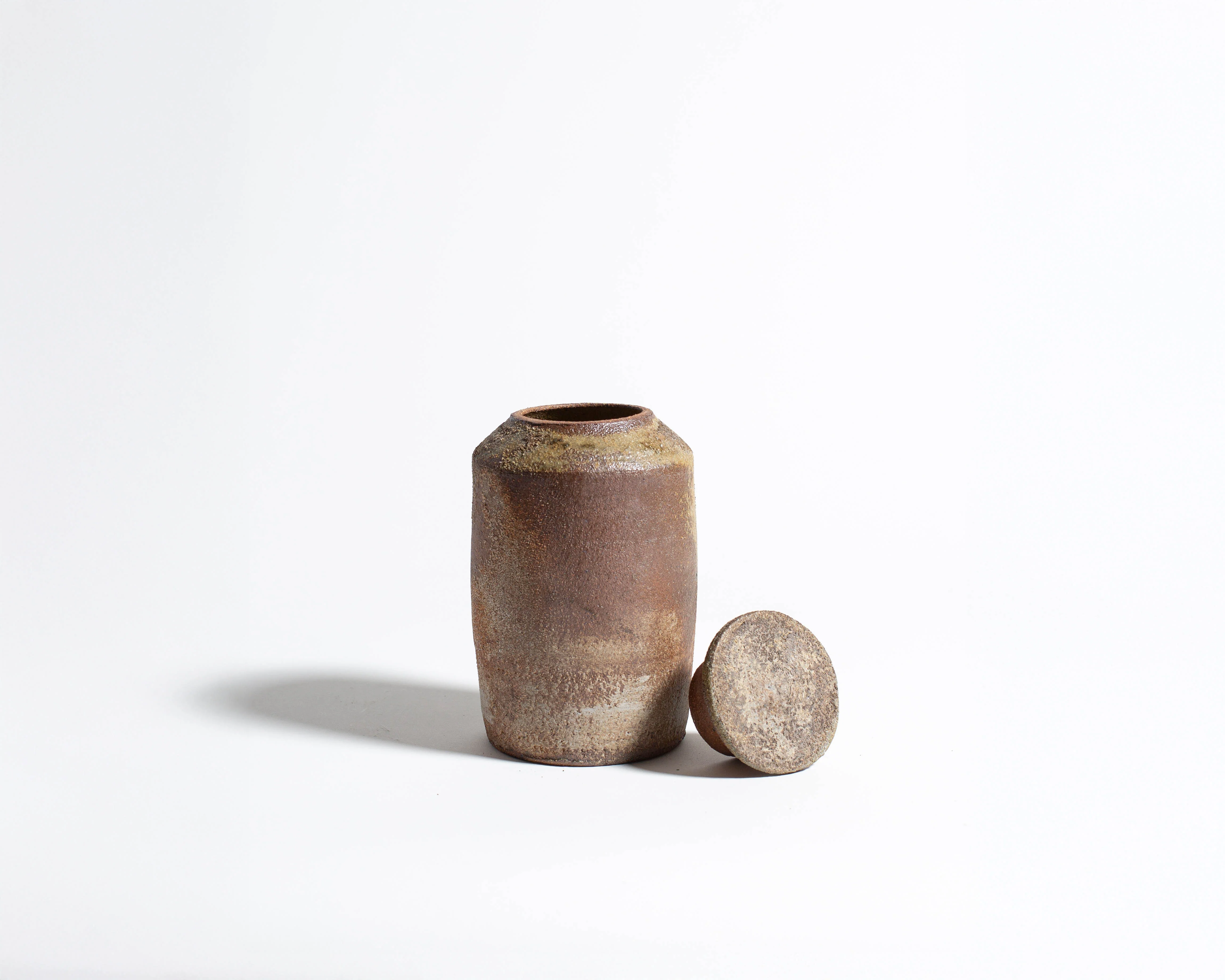Akiko Hirai Tall Wood Fire Effect Tea Caddy in Beige - Image 2