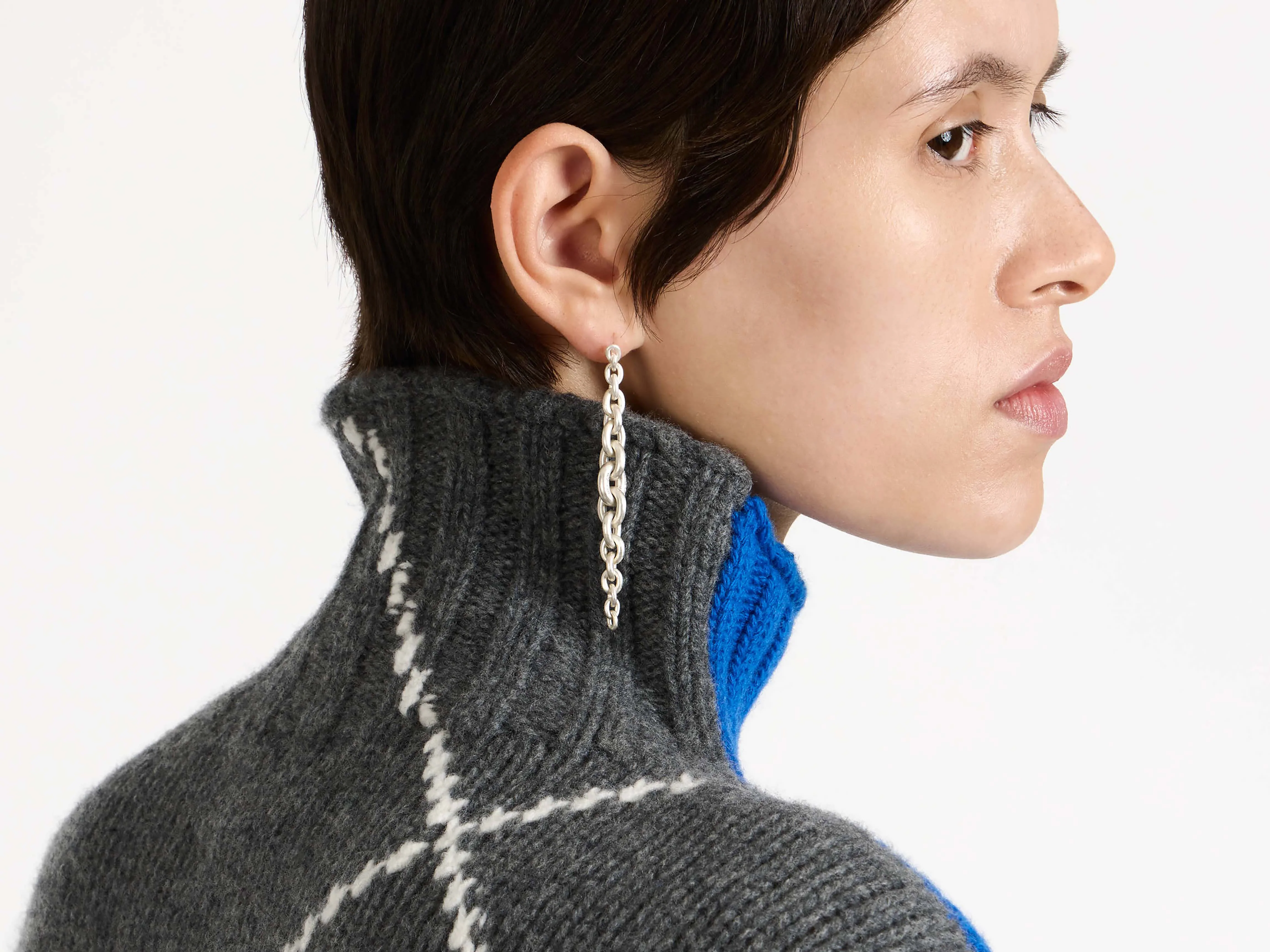 CHAIN-LINK EARRINGS IN 18KT WHITE GOLD - Image 2
