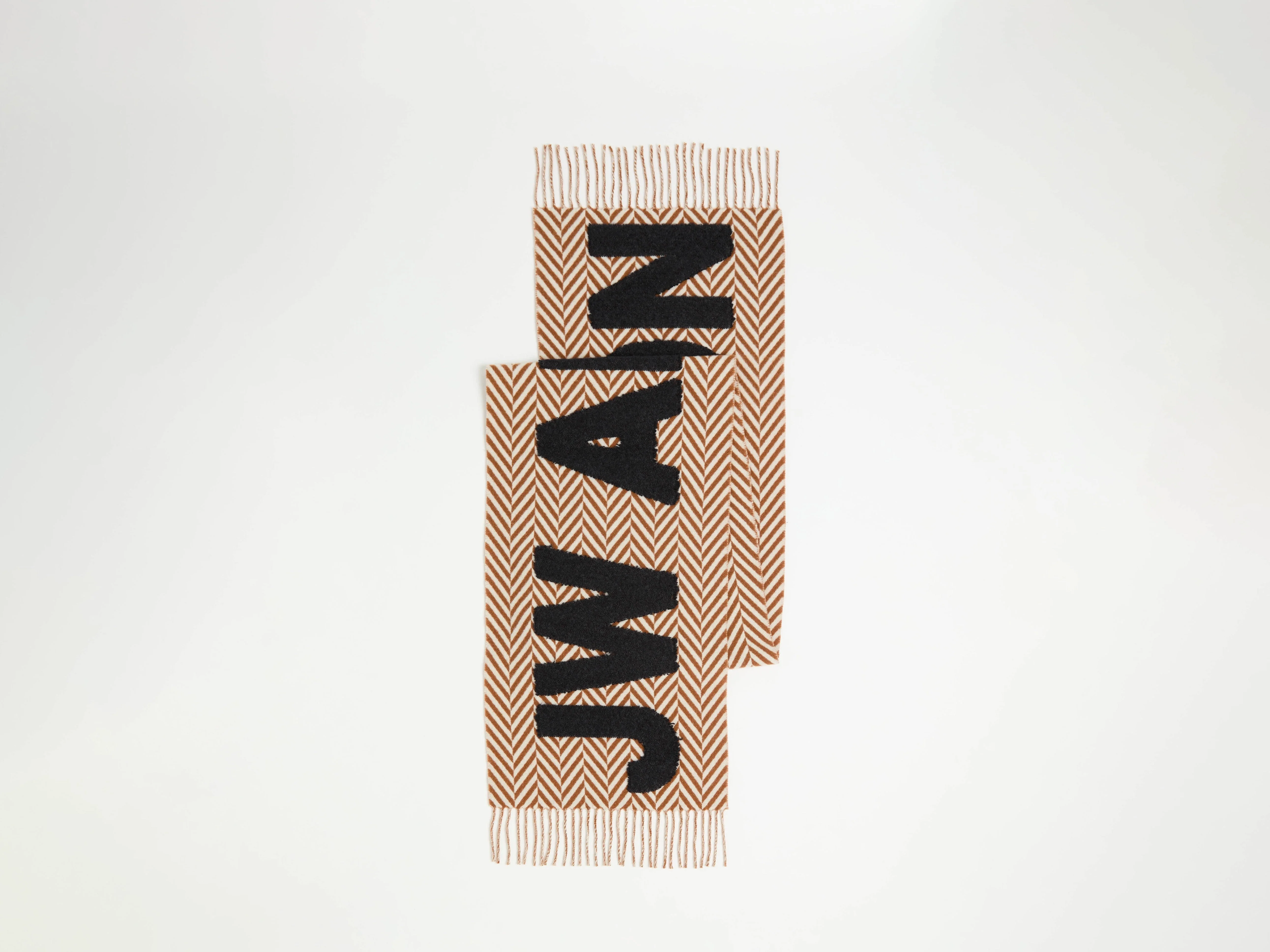 CHECKERED LOGO SCARF IN BROWN & WHITE