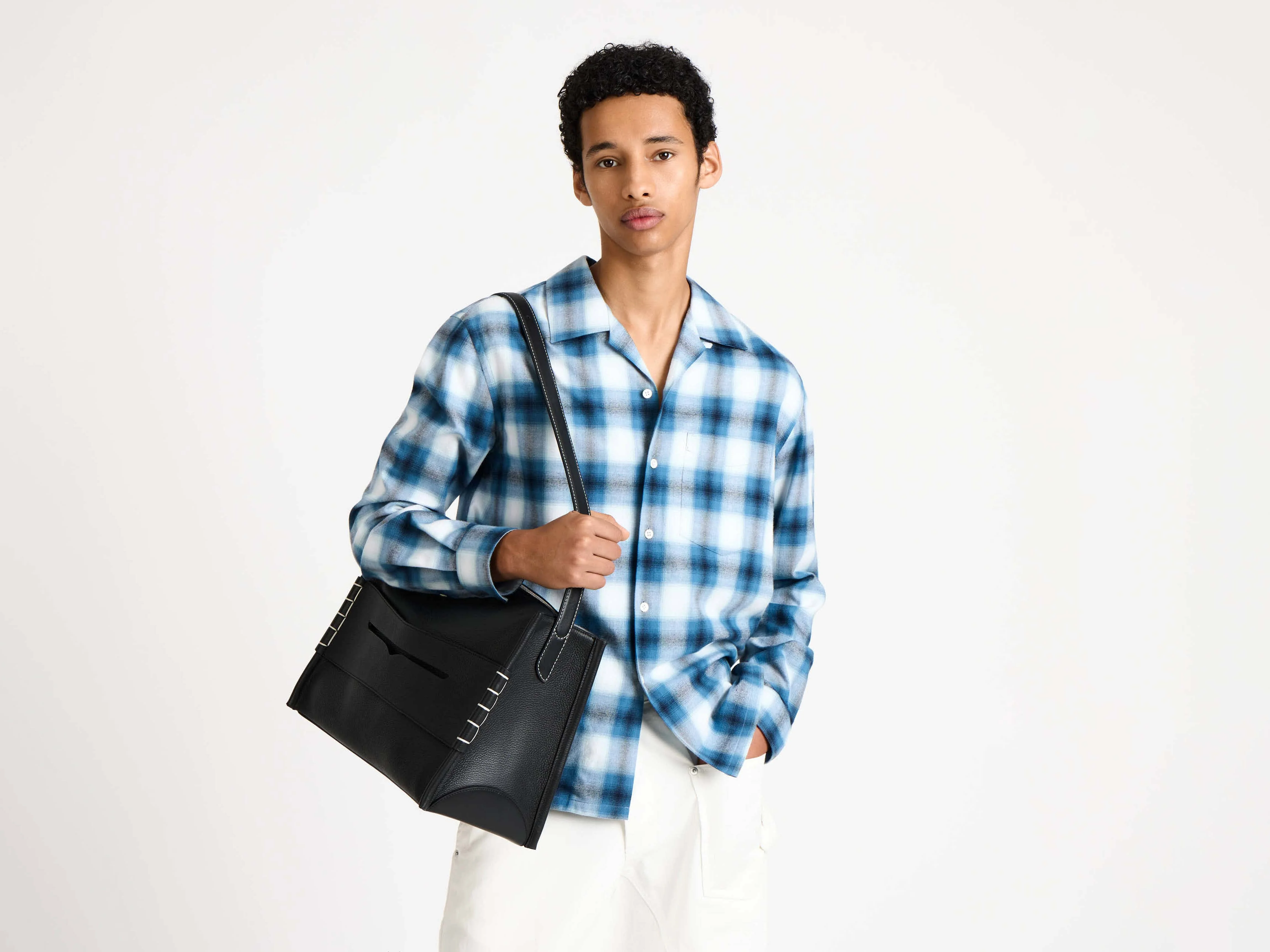 CL_CHECK SHIRT - AIRFORCE BLUE_SH0382PG1889 - Image 2