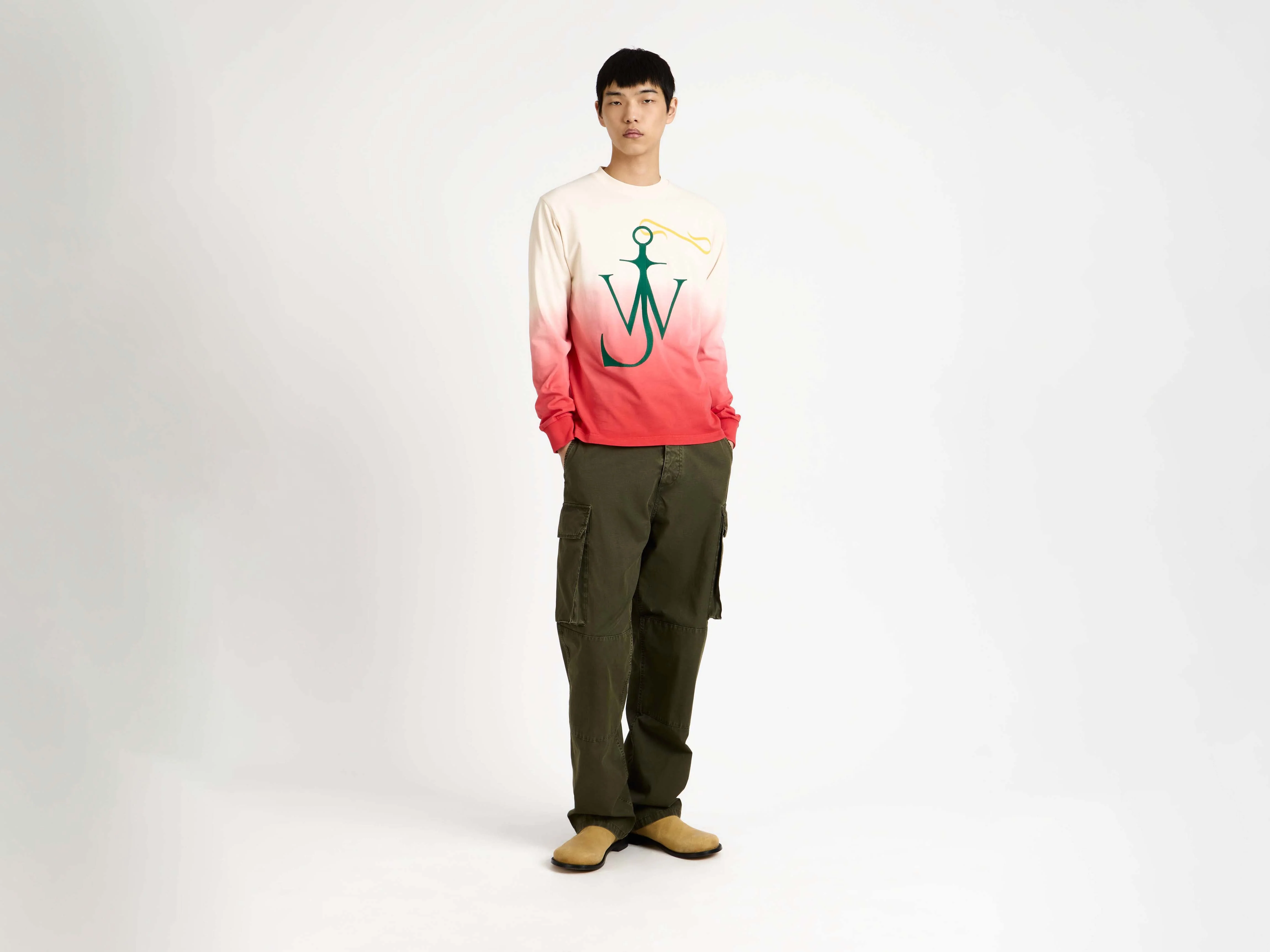 CL_DIP DYE ANCHOR LONGSLEEVE - OFF WHITE/RED_JT0314PG1937