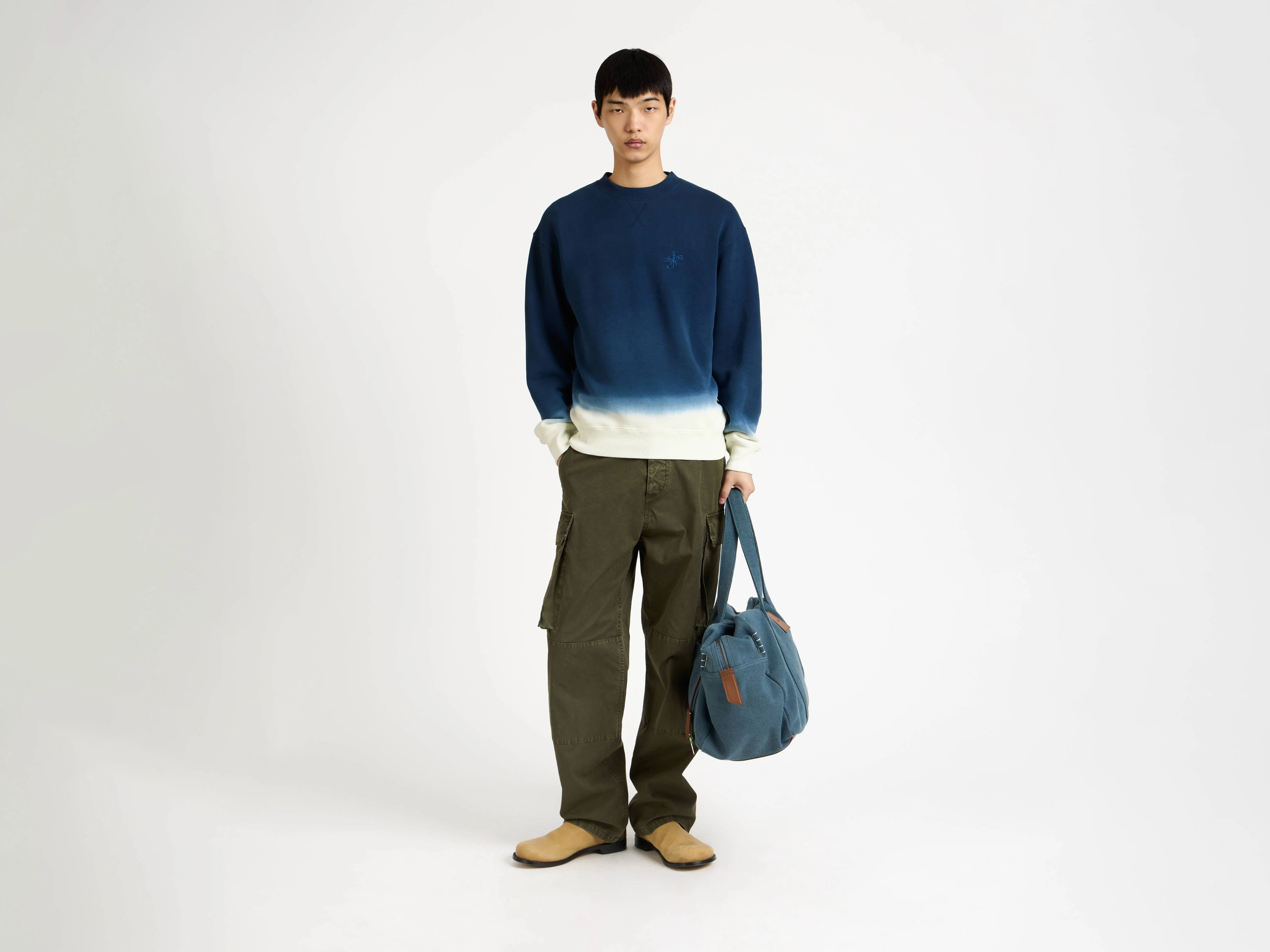 CL_DIP DYE SWEATSHIRT - NAVY/ECRU_JW0257PG1901