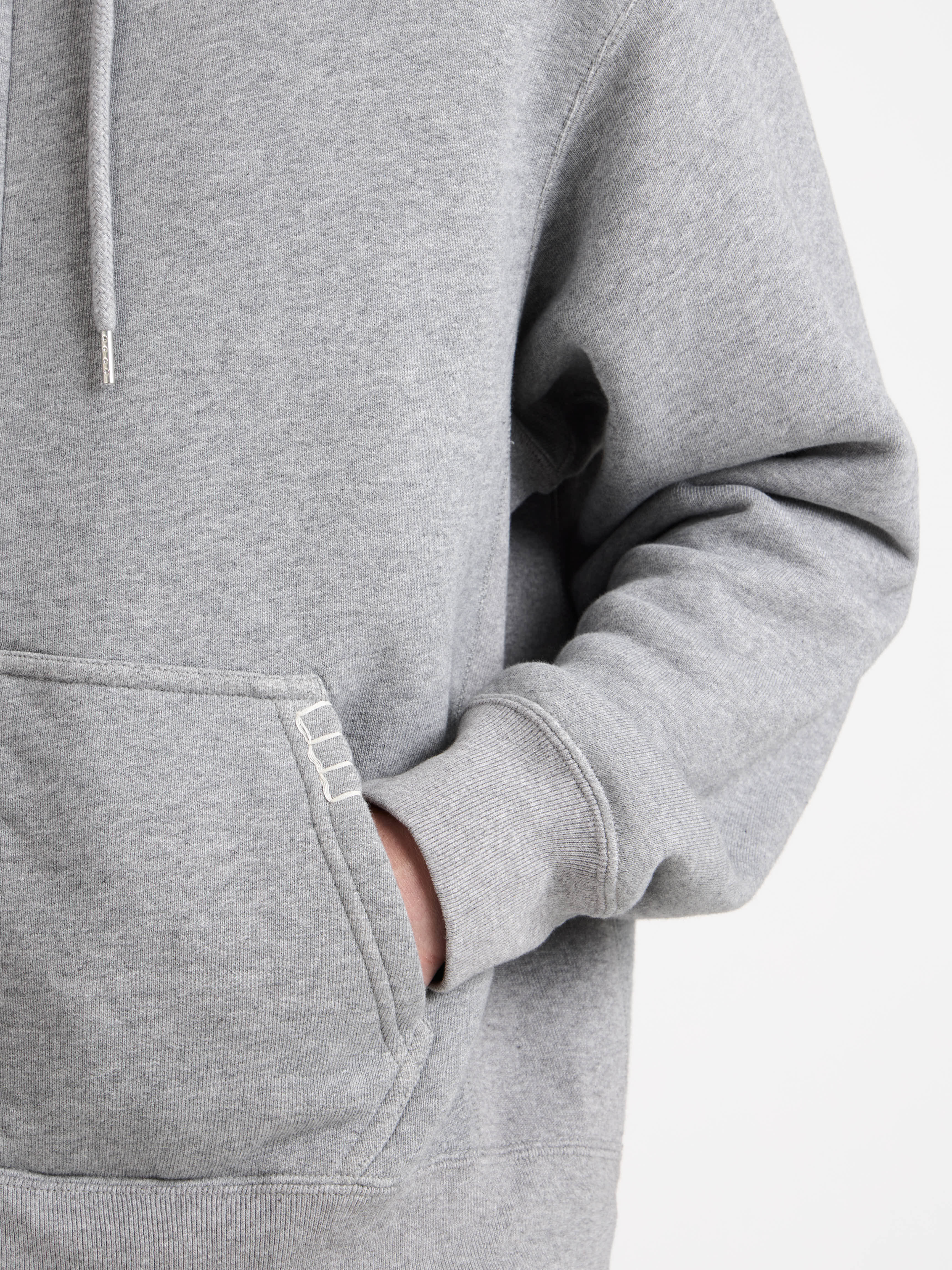 MENS FRONT ZIP HOODIE IN MID GREY MELANGE