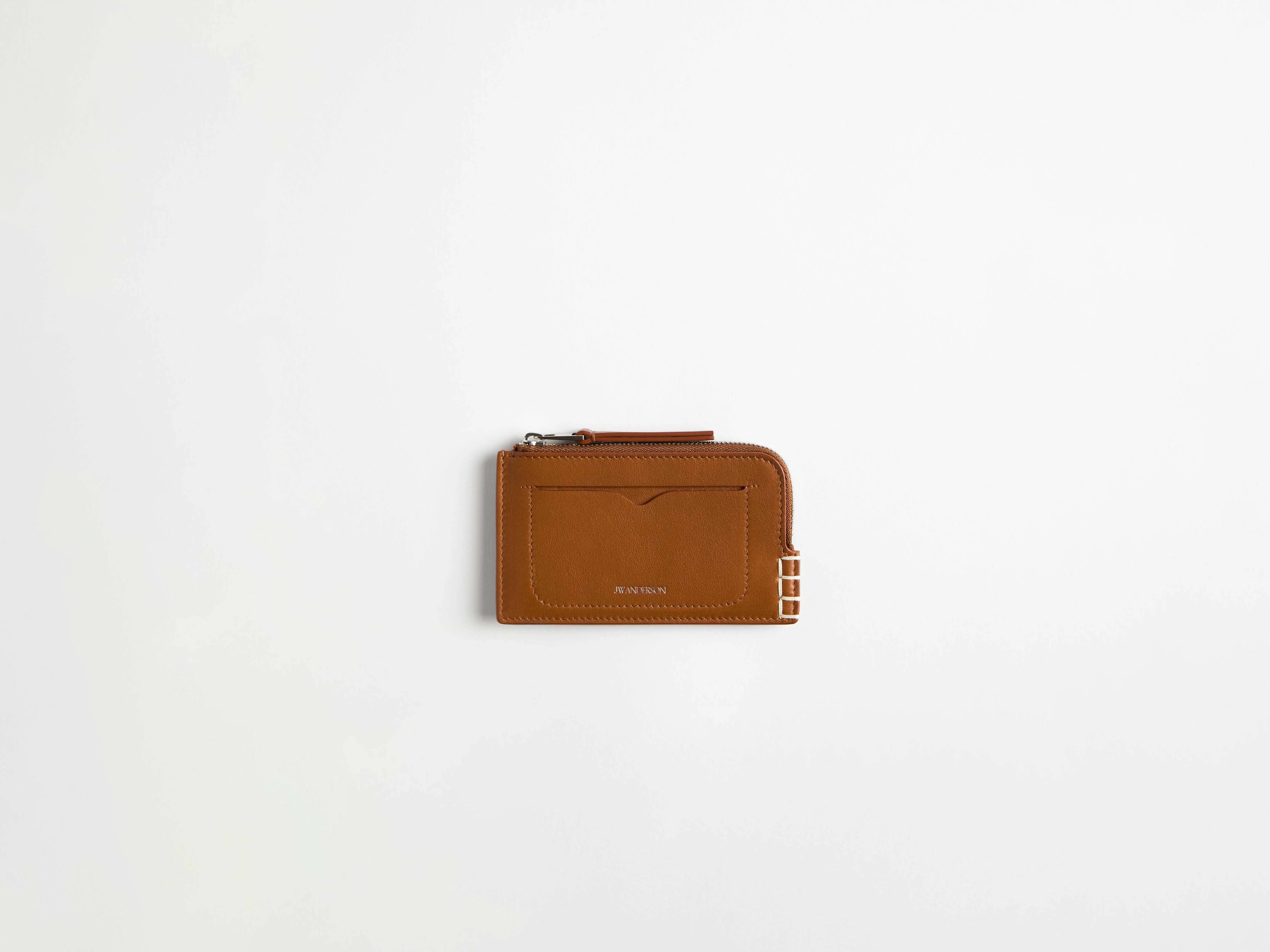 LEATHER LOAFER ZIP WALLET IN TAN