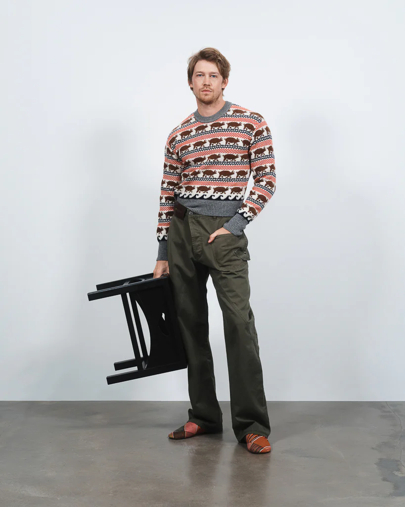 MENS FAIRISLE 'PIG' JUMPER IN RED