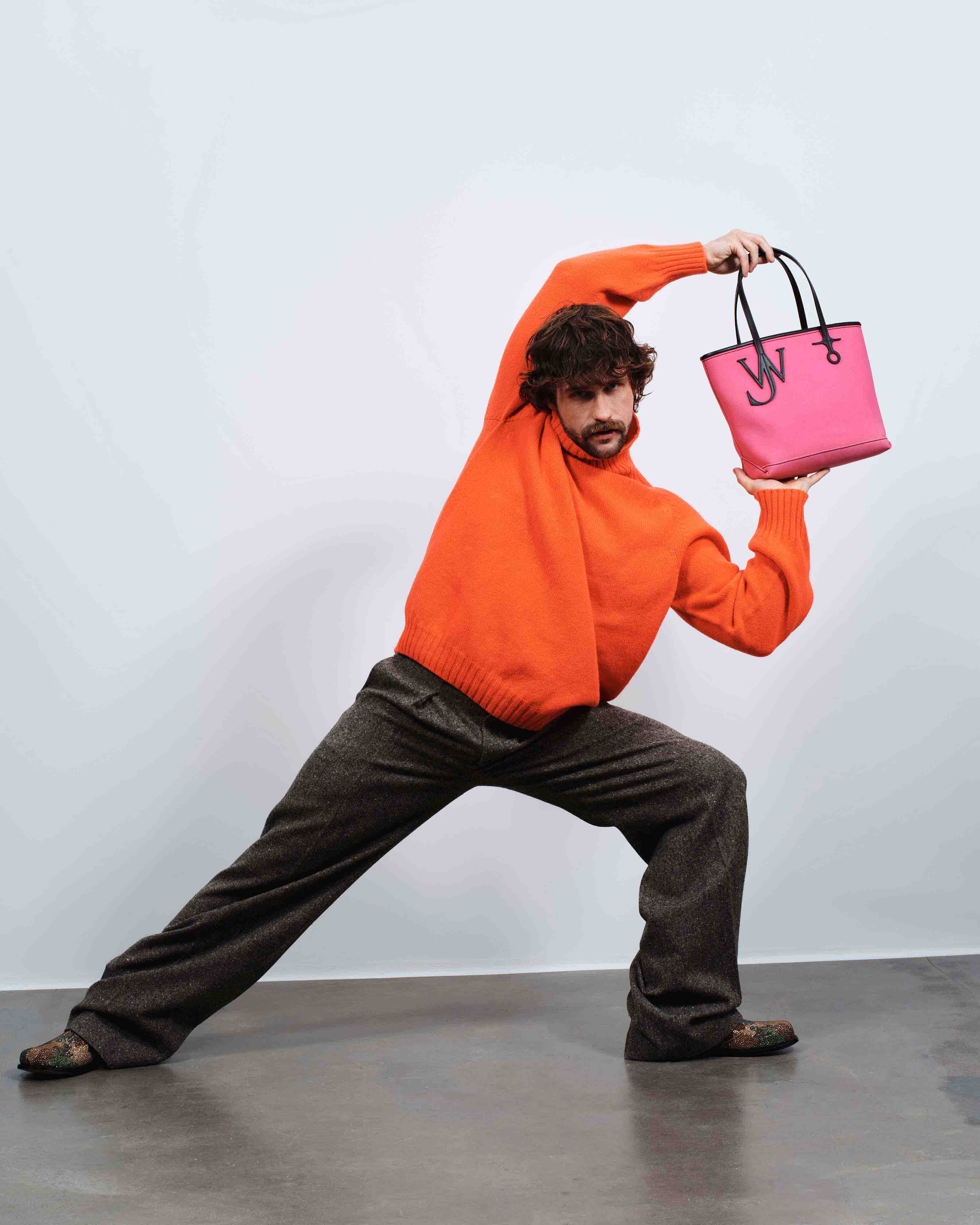 MENS TURTLENECK JUMPER IN NEON ORANGE