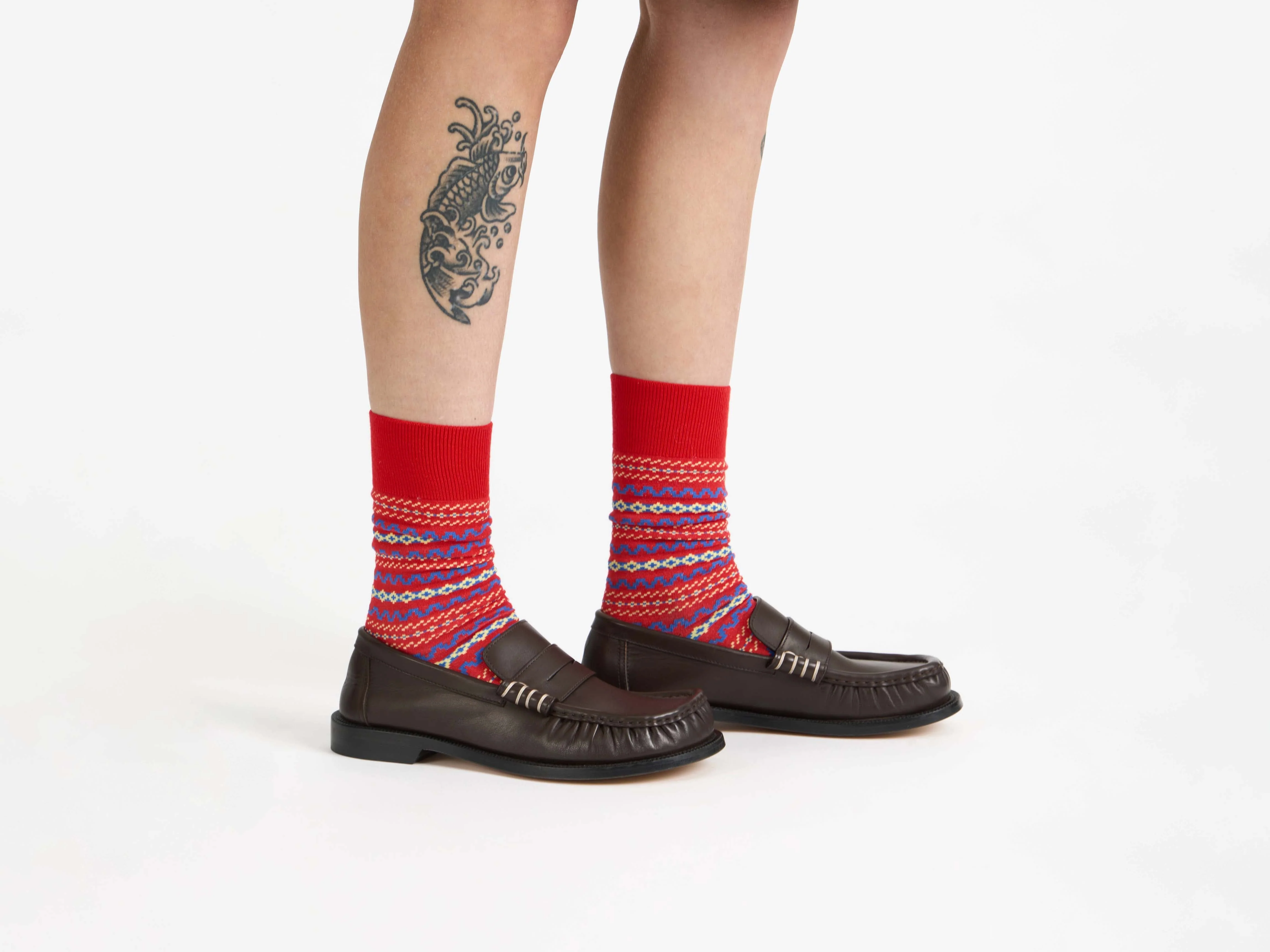 FAIRISLE SOCK IN RED - Image 2