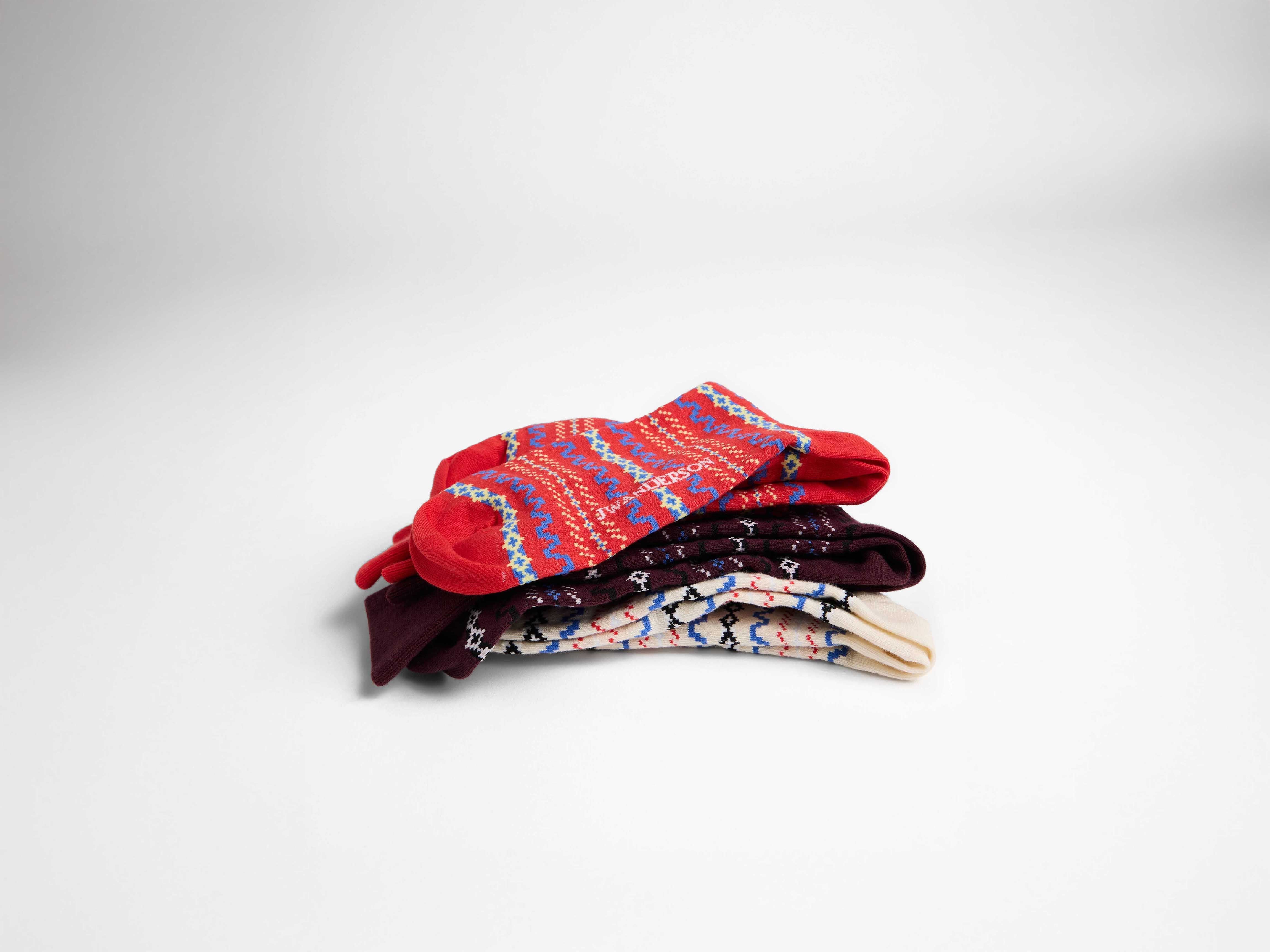 FAIRISLE SOCK IN RED - Image 6
