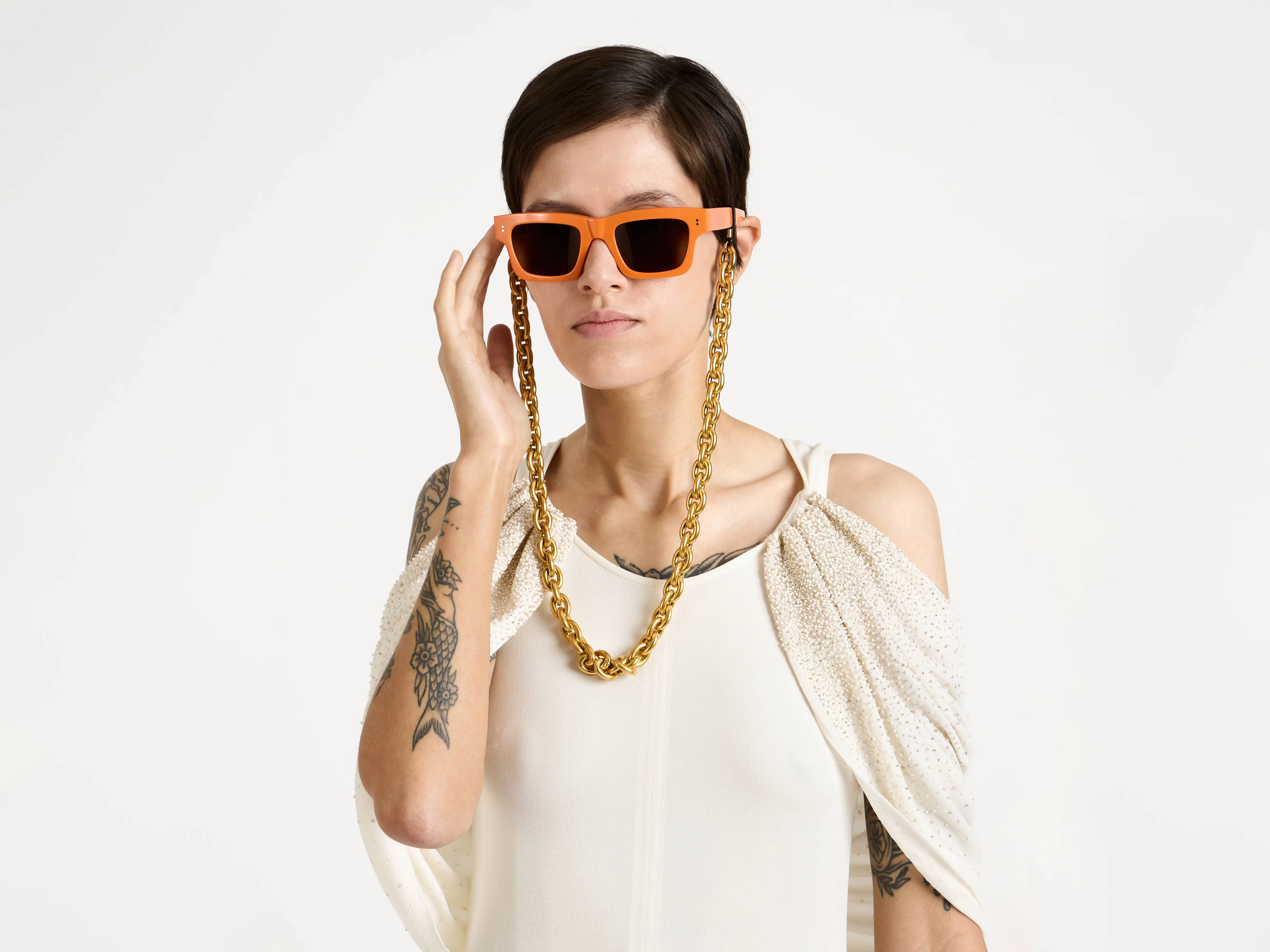 JWA02 RECTANGULAR SUNGLASSES IN ORANGE - Image 2