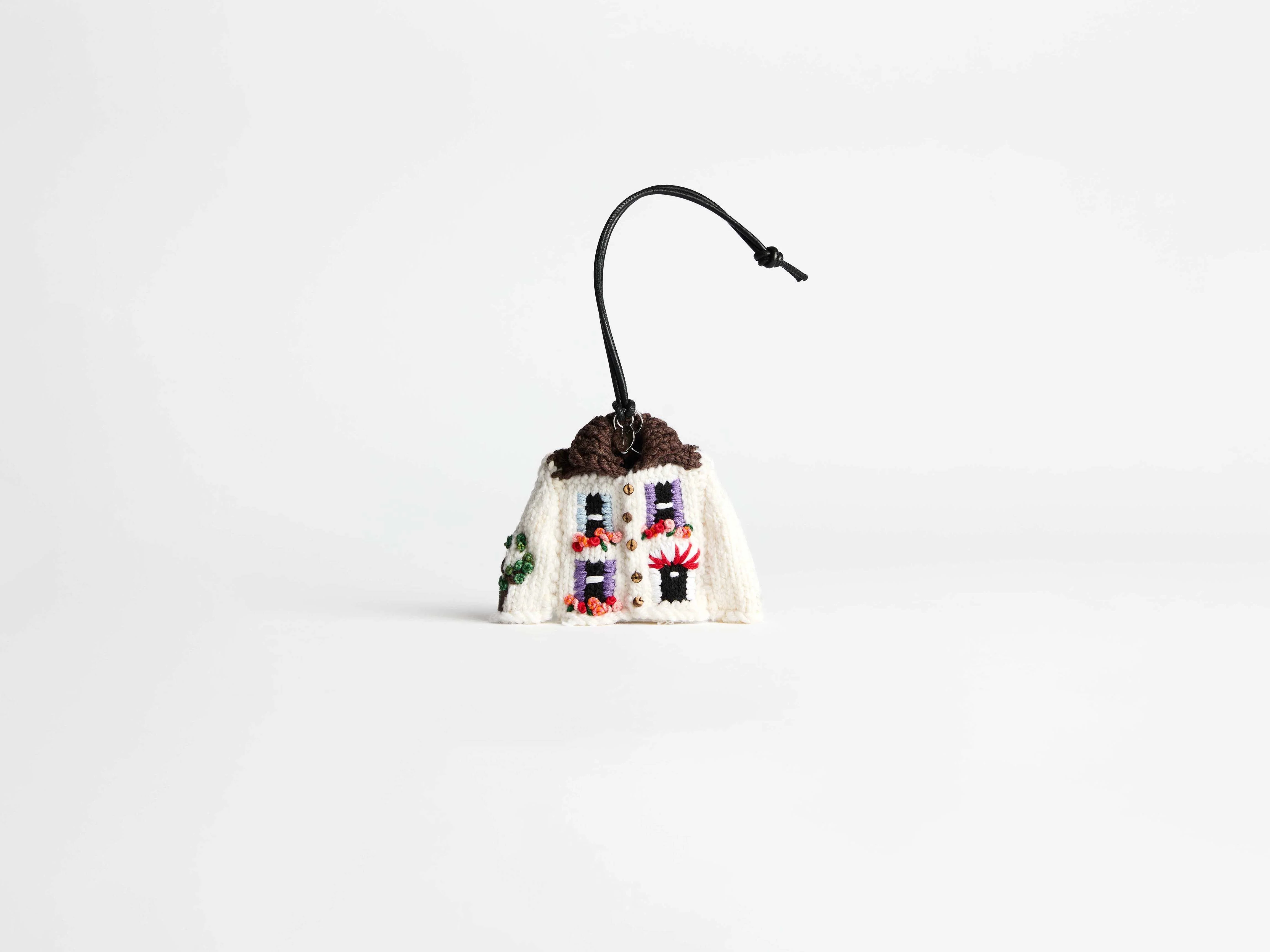 KNITTED HOUSE CARDIGAN CHARM IN WHITE - Image 4