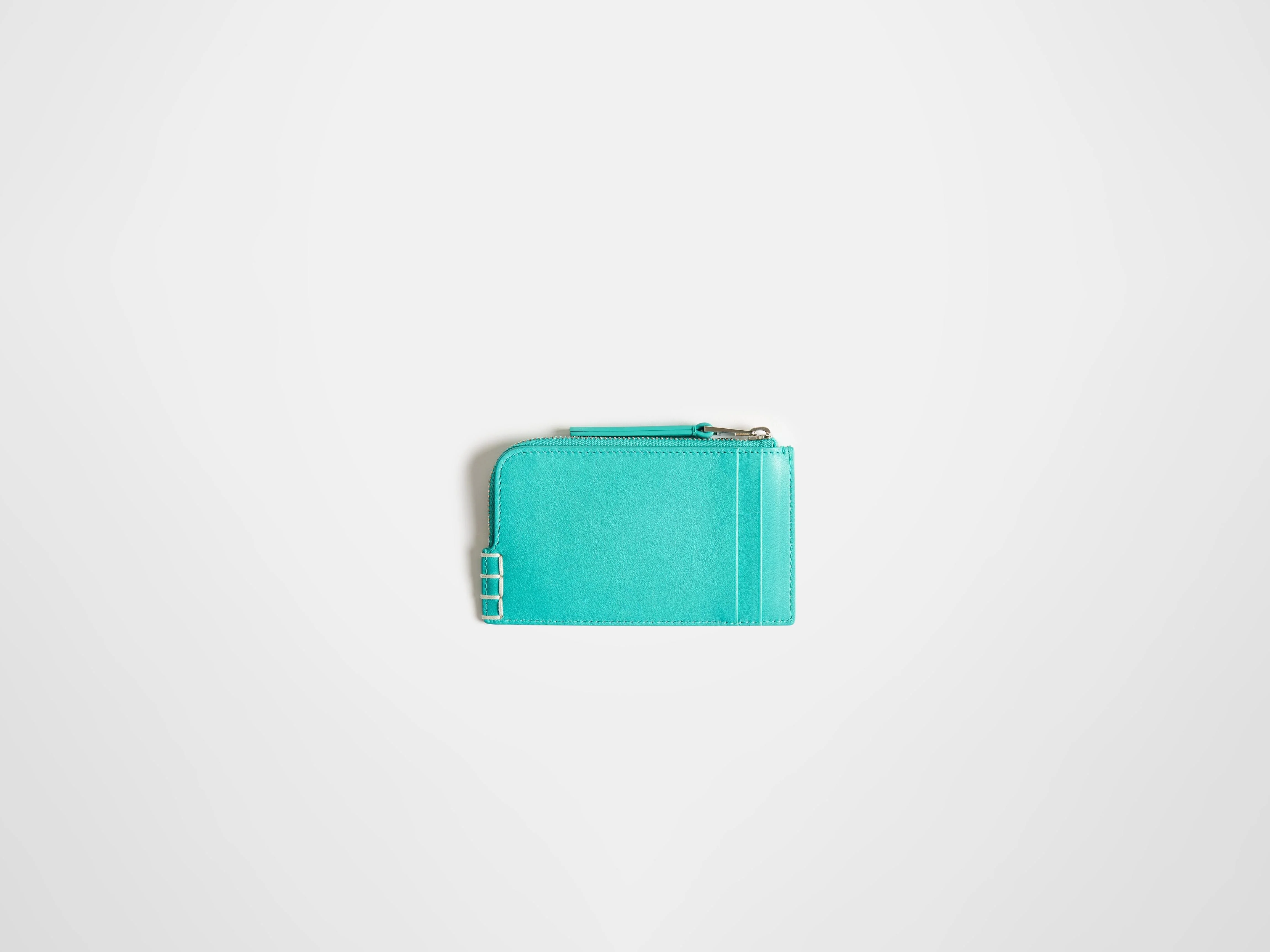 LEATHER LOAFER ZIP WALLET IN TURQUOISE - Image 3