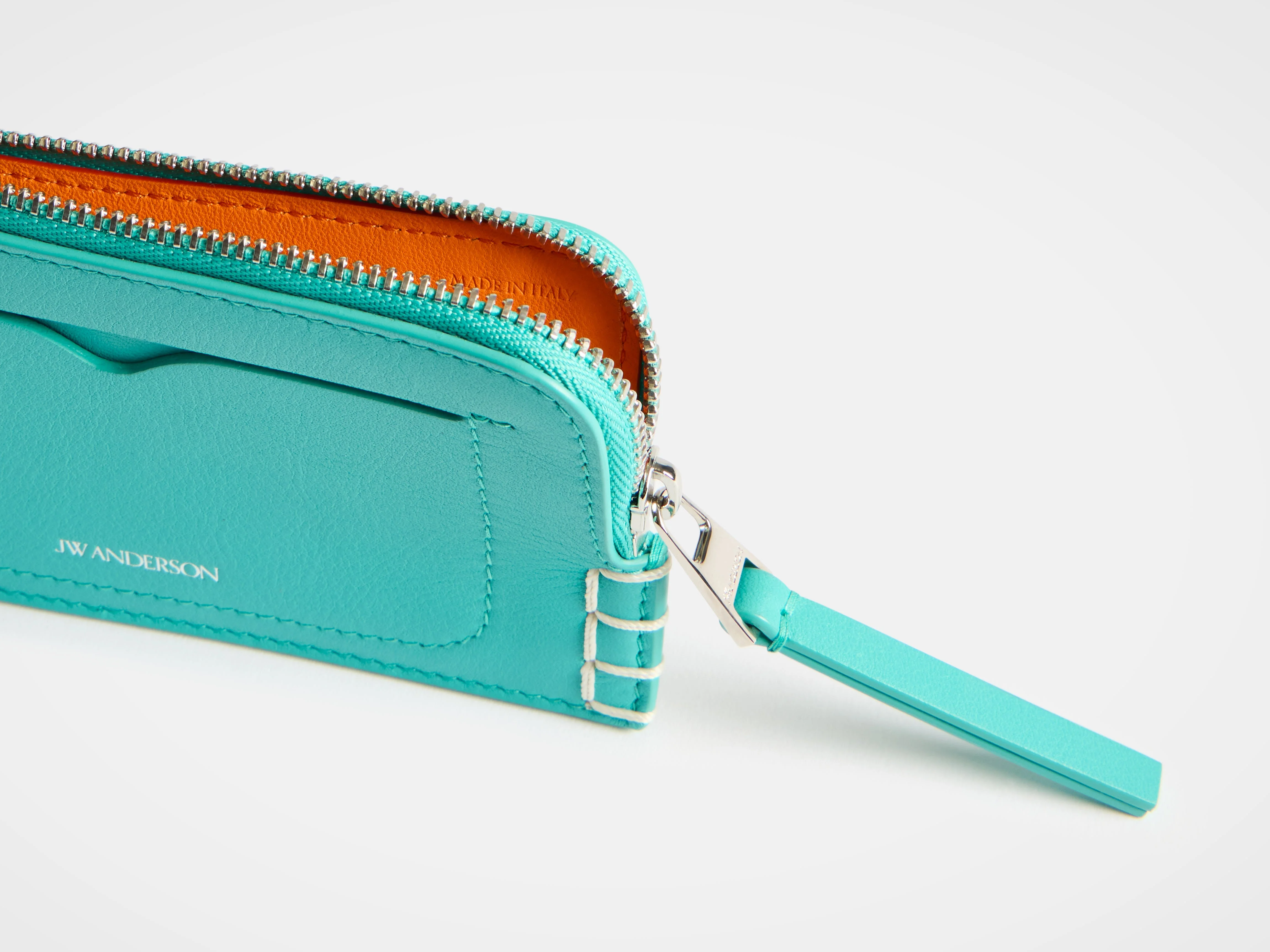 LEATHER LOAFER ZIP WALLET IN TURQUOISE - Image 4