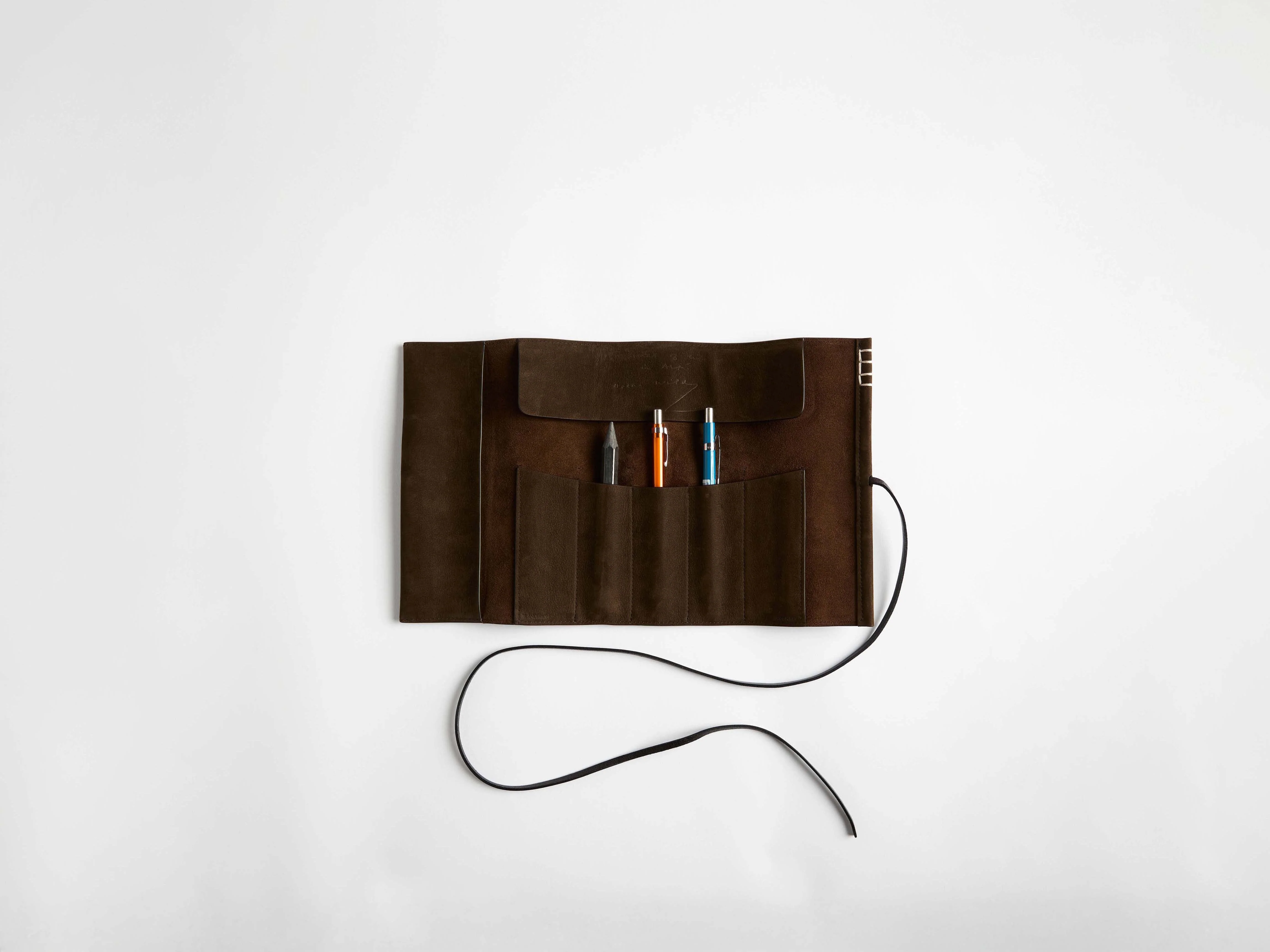 LEATHER PEN-ROLL CASE IN DARK BROWN - Image 2