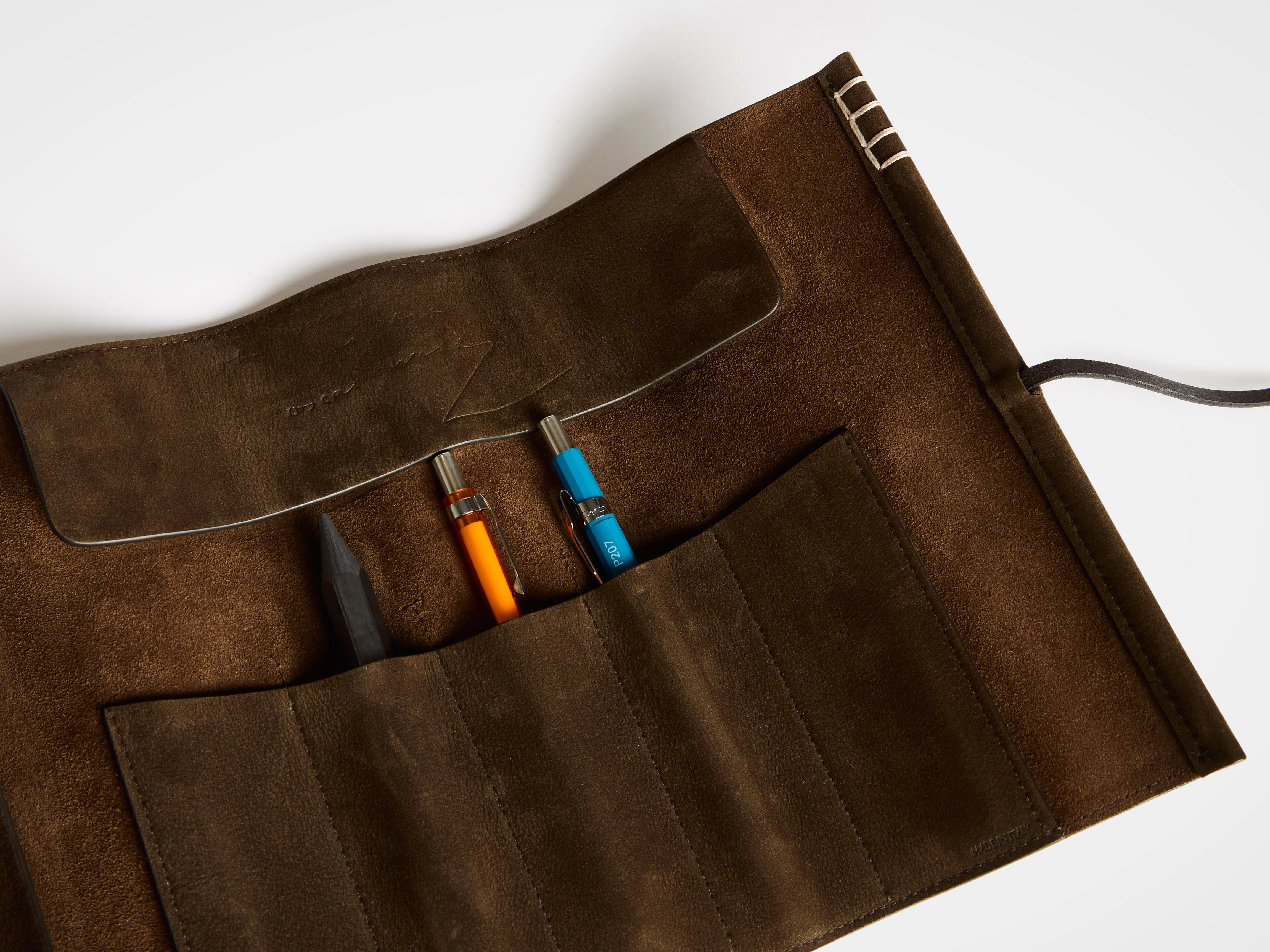 LEATHER PEN-ROLL CASE IN DARK BROWN - Image 3