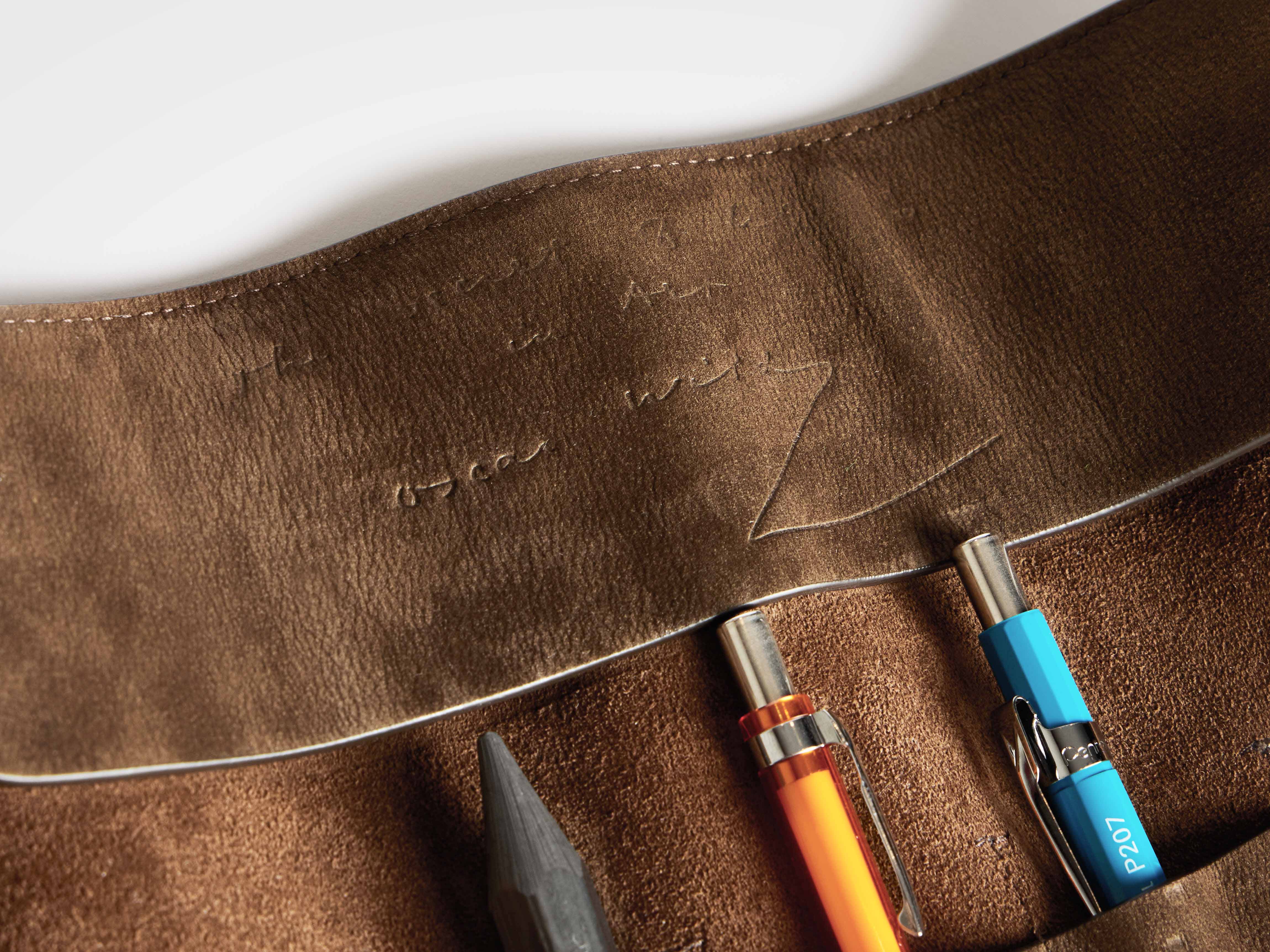 LEATHER PEN-ROLL CASE IN DARK BROWN - Image 4