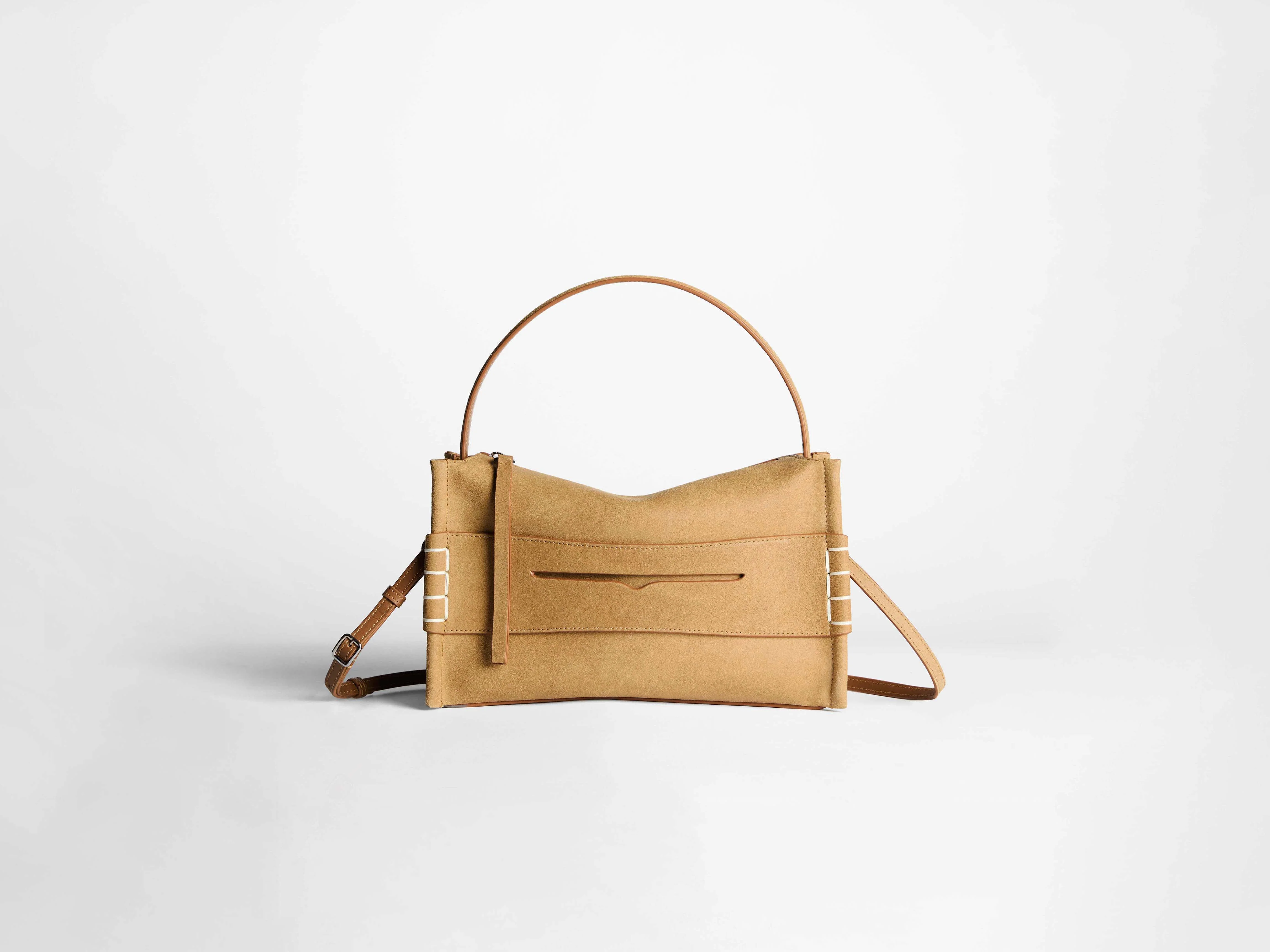 LOAFER BAG IN GOLD IN WAXED SUEDE
