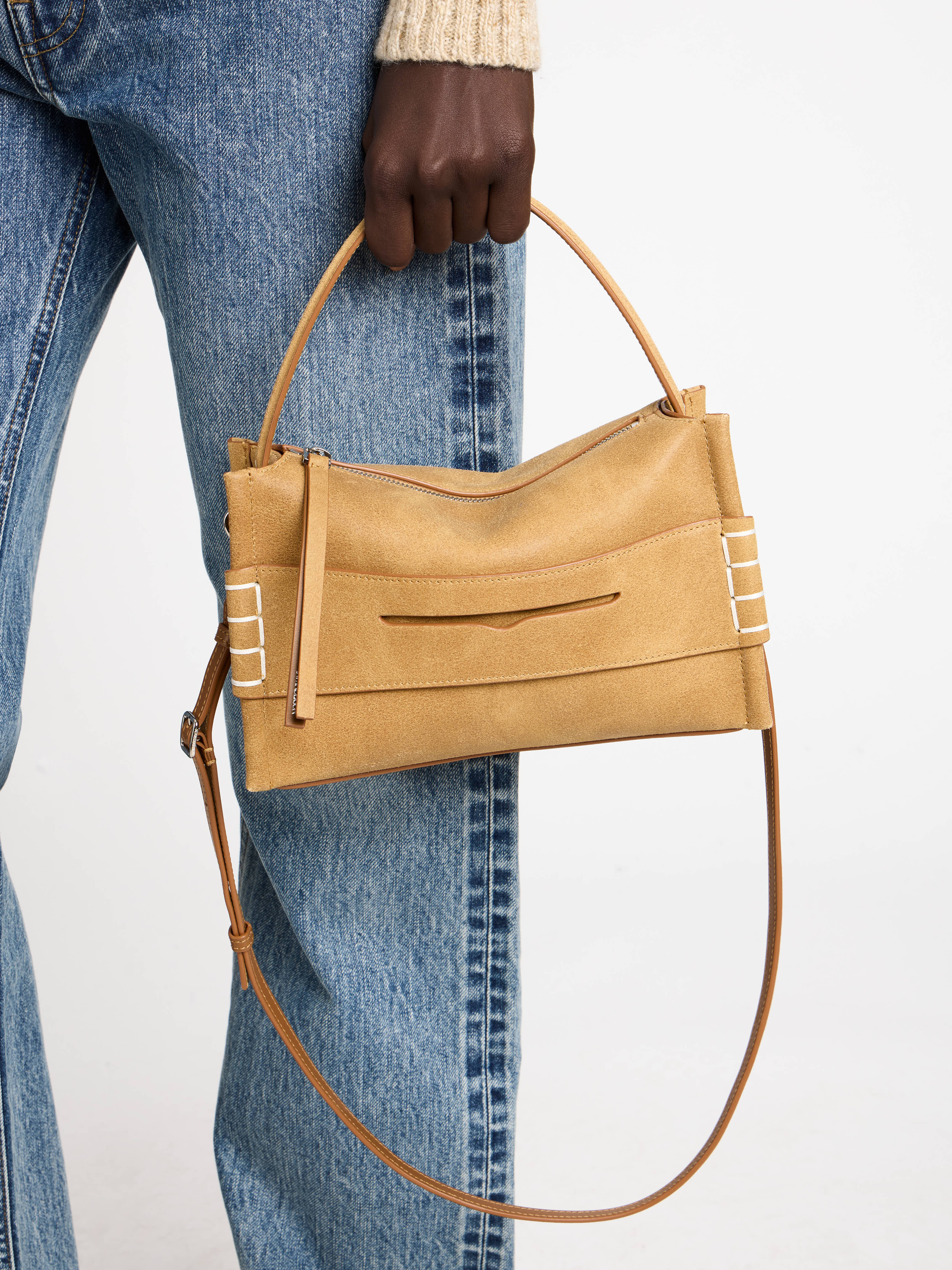 LOAFER BAG IN GOLD IN WAXED SUEDE - Image 2