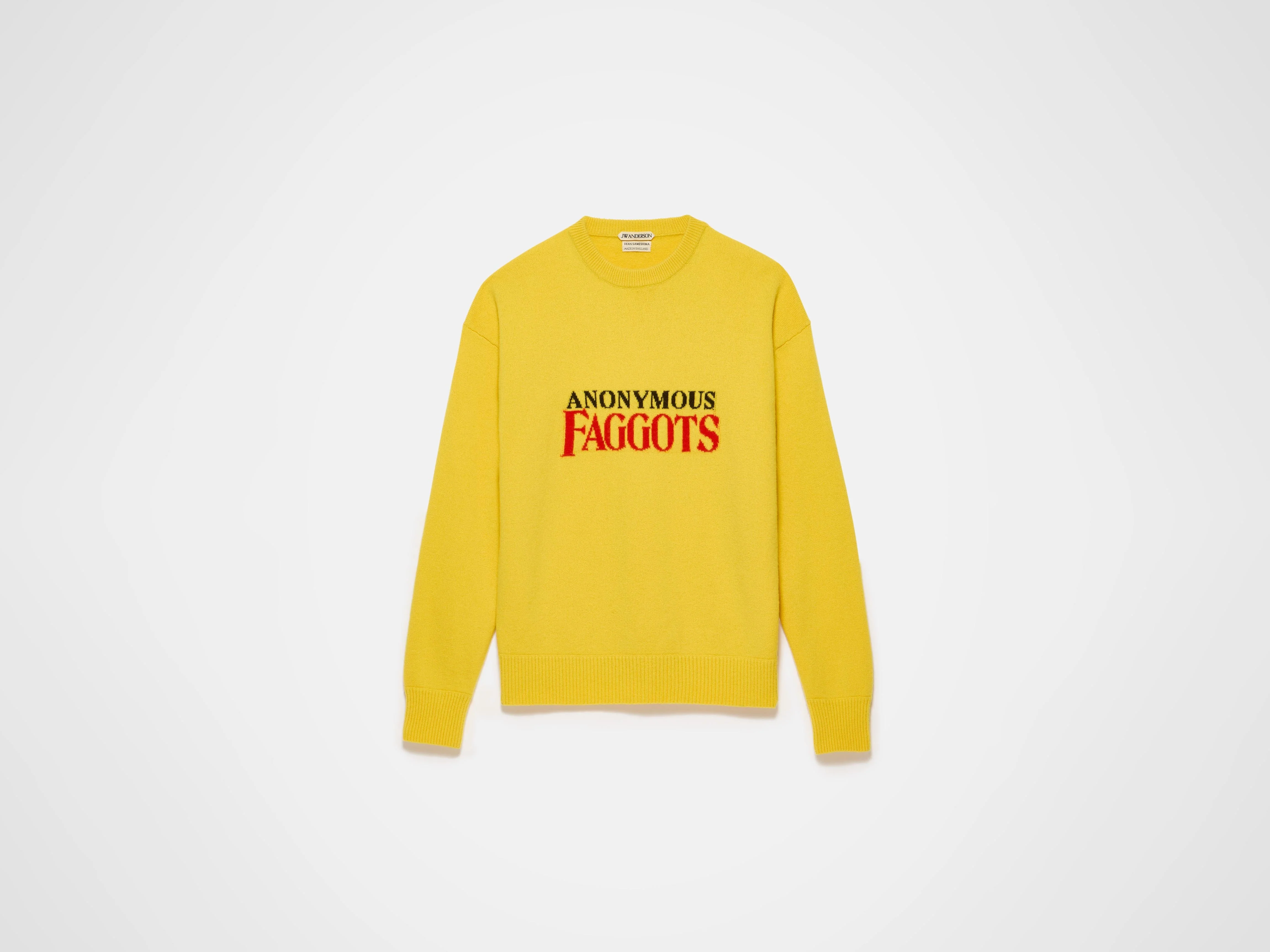 MENS 'ANONYMOUS FAGGOTS' JUMPER IN BRIGHT YELLOW - Image 5