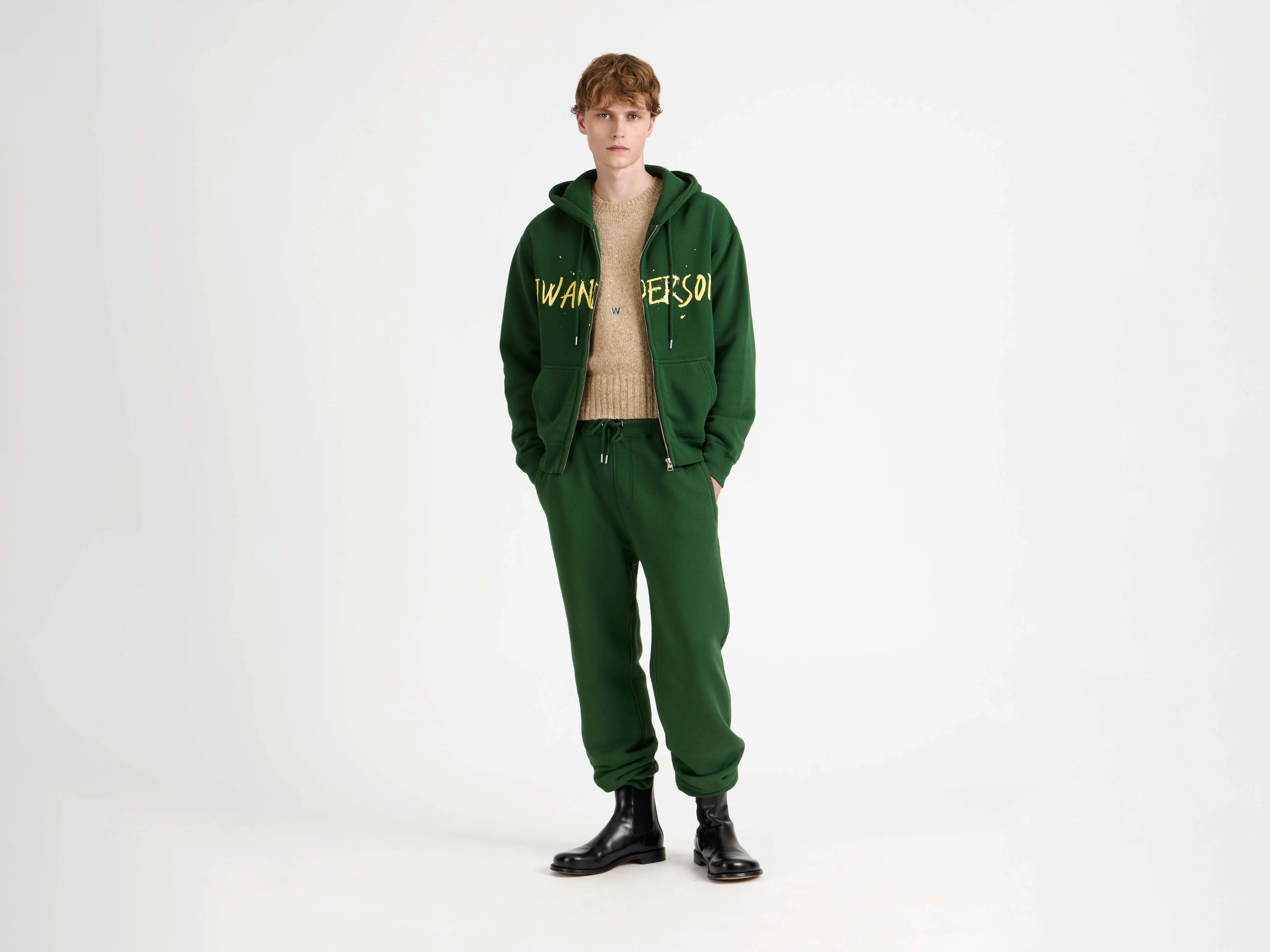 MENS CUFFED SWEATPANTS IN GREEN - Image 5