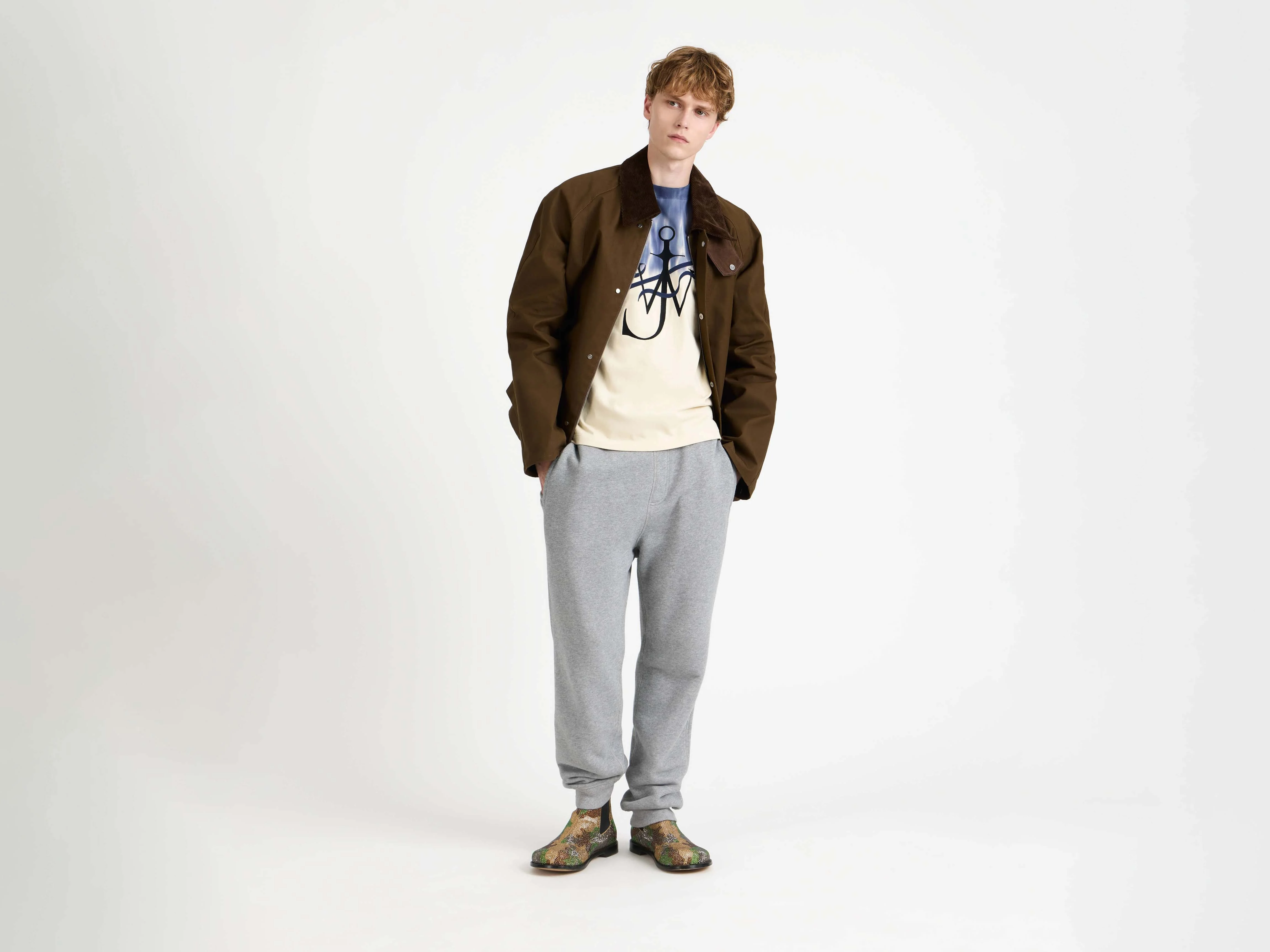 MENS CUFFED SWEATPANTS IN MID GREY MELANGE - Image 5