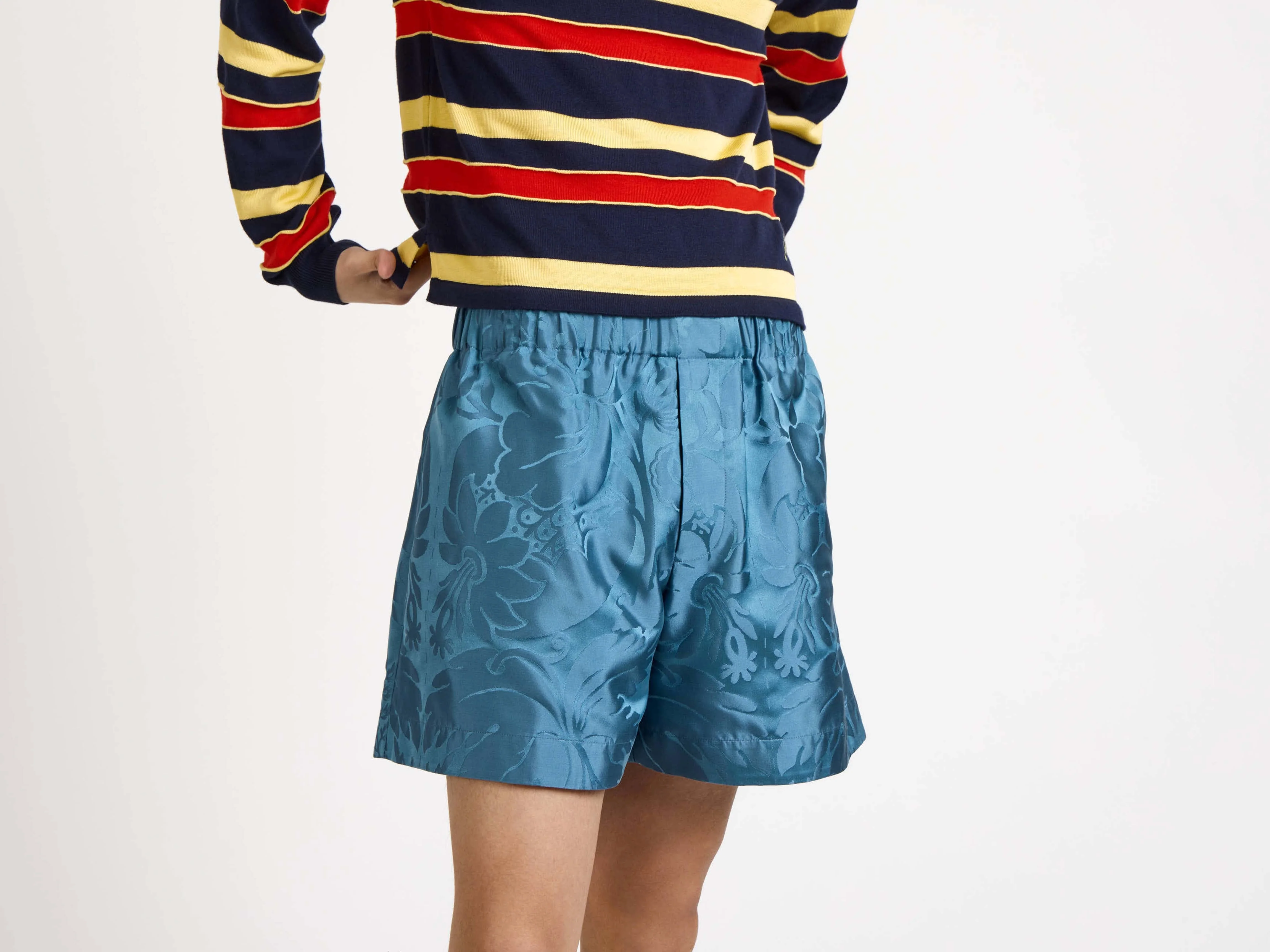 MENS DAMASK WOVEN SHORTS IN AIRFORCE BLUE - Image 3