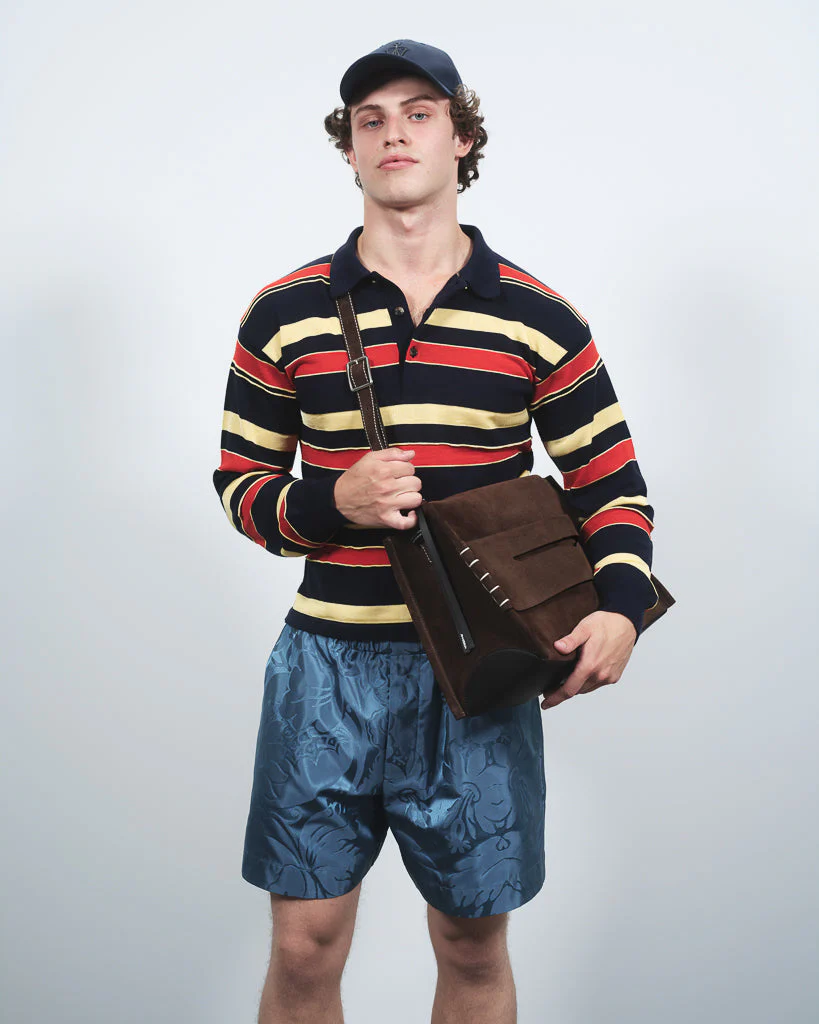 MENS DAMASK WOVEN SHORTS IN AIRFORCE BLUE - Image 4