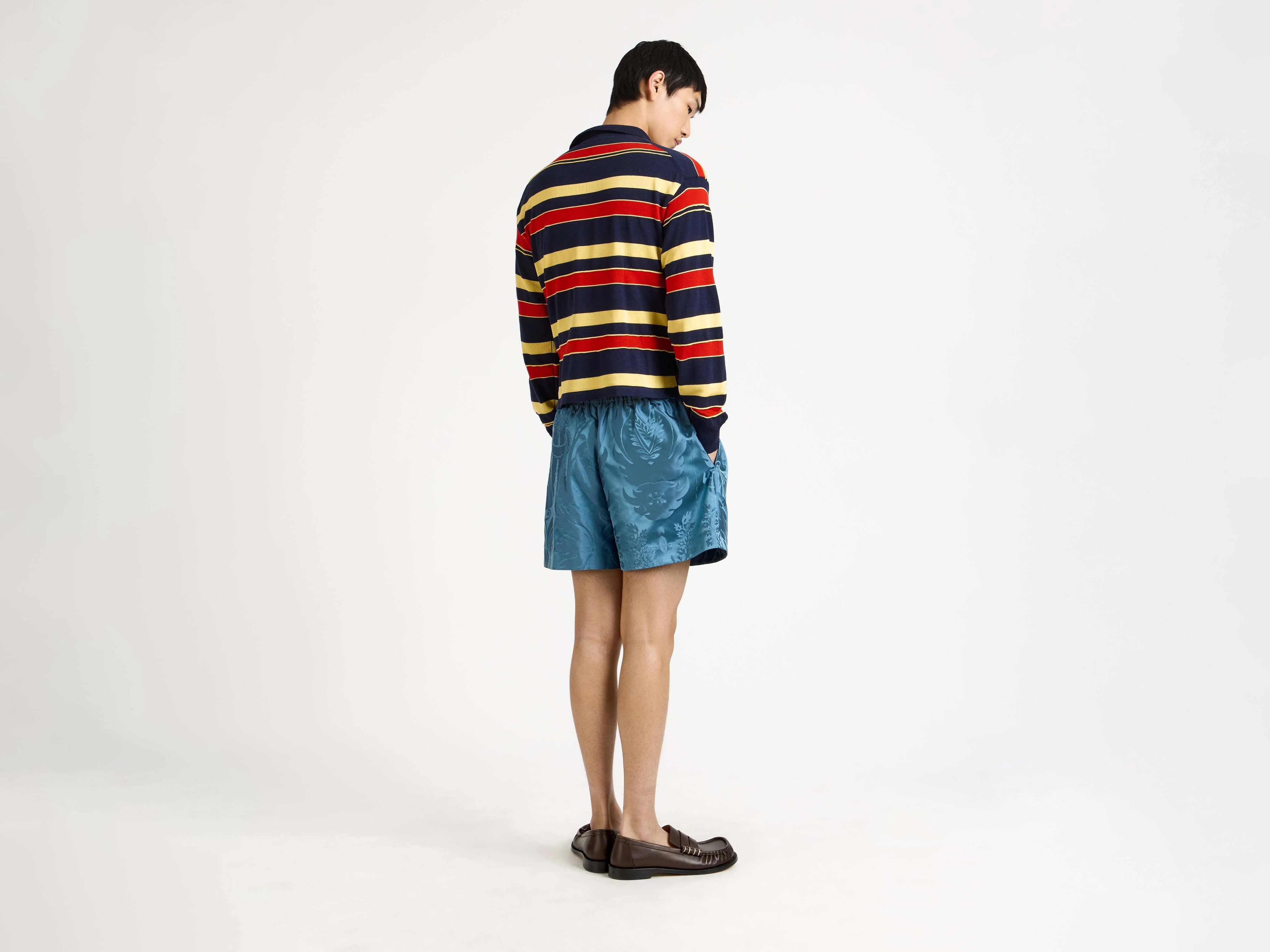 MENS DAMASK WOVEN SHORTS IN AIRFORCE BLUE - Image 5