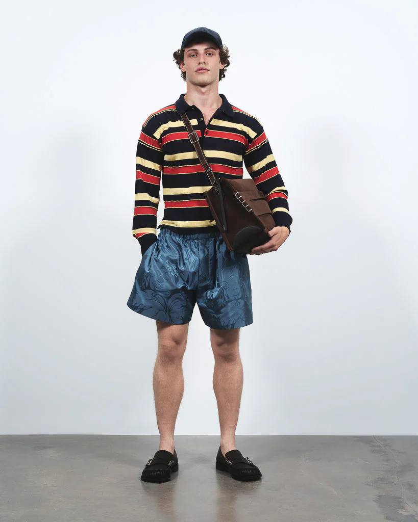 MENS DAMASK WOVEN SHORTS IN AIRFORCE BLUE - Image 6