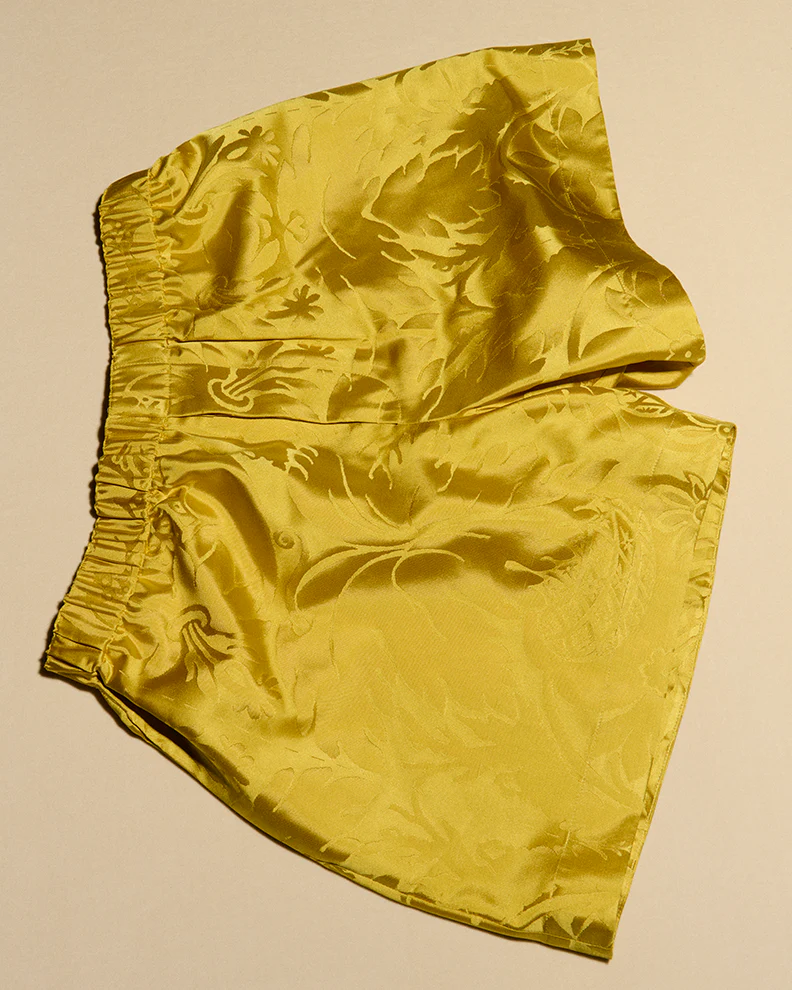 MENS DAMASK WOVEN SHORTS IN CITRINE - Image 3