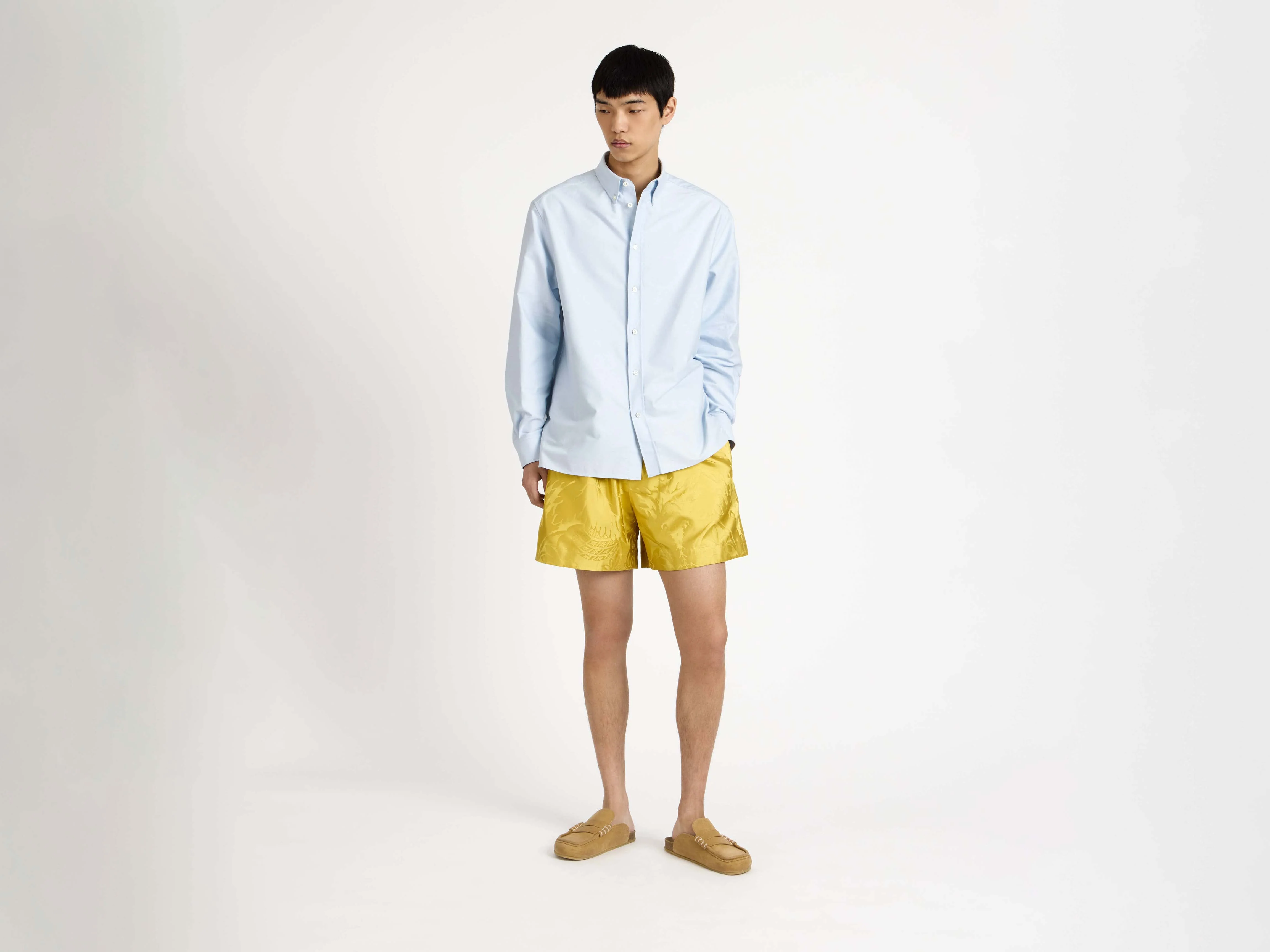 MENS DAMASK WOVEN SHORTS IN CITRINE - Image 4