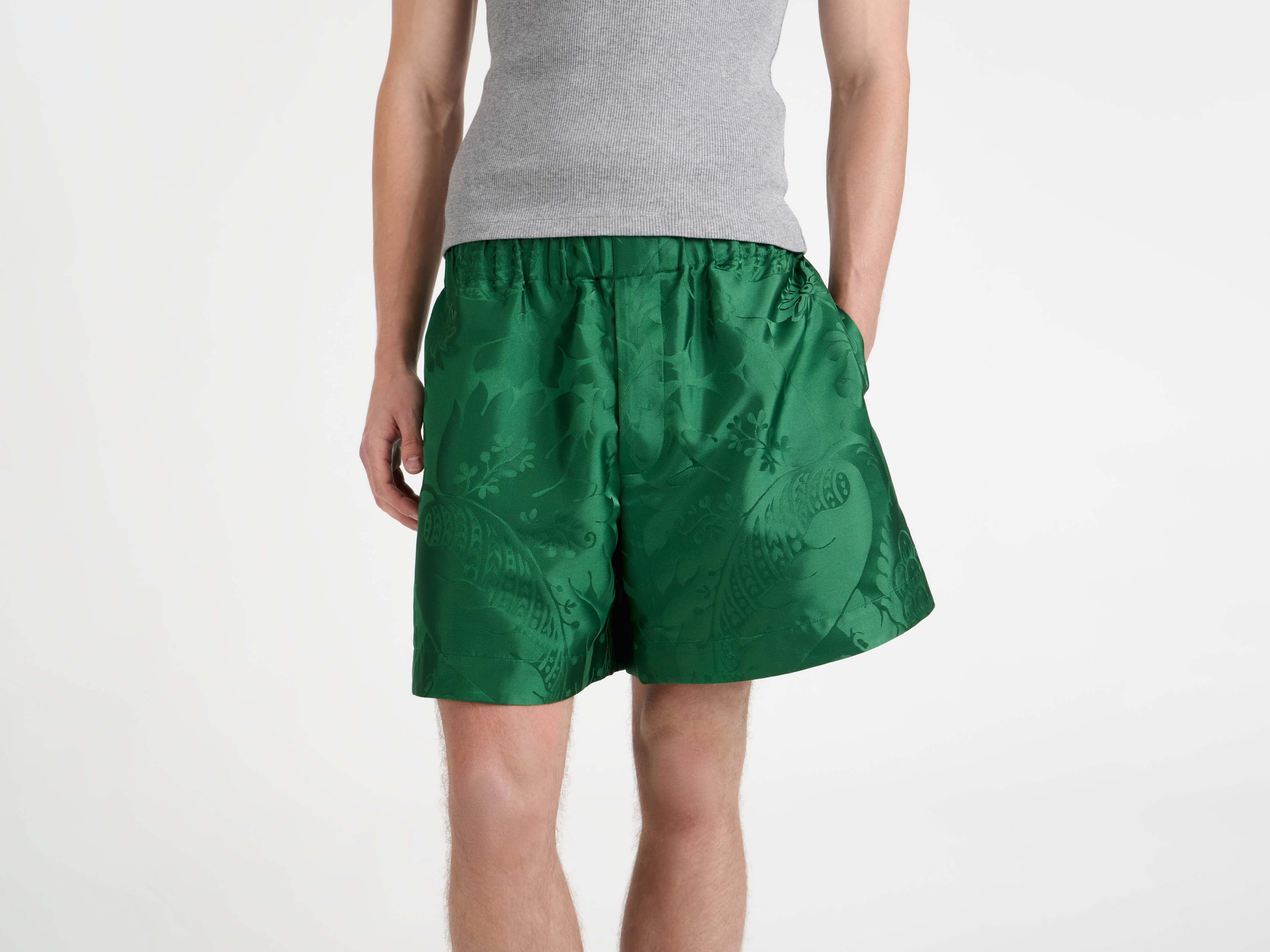 MENS DAMASK WOVEN SHORTS IN EMERALD - Image 5