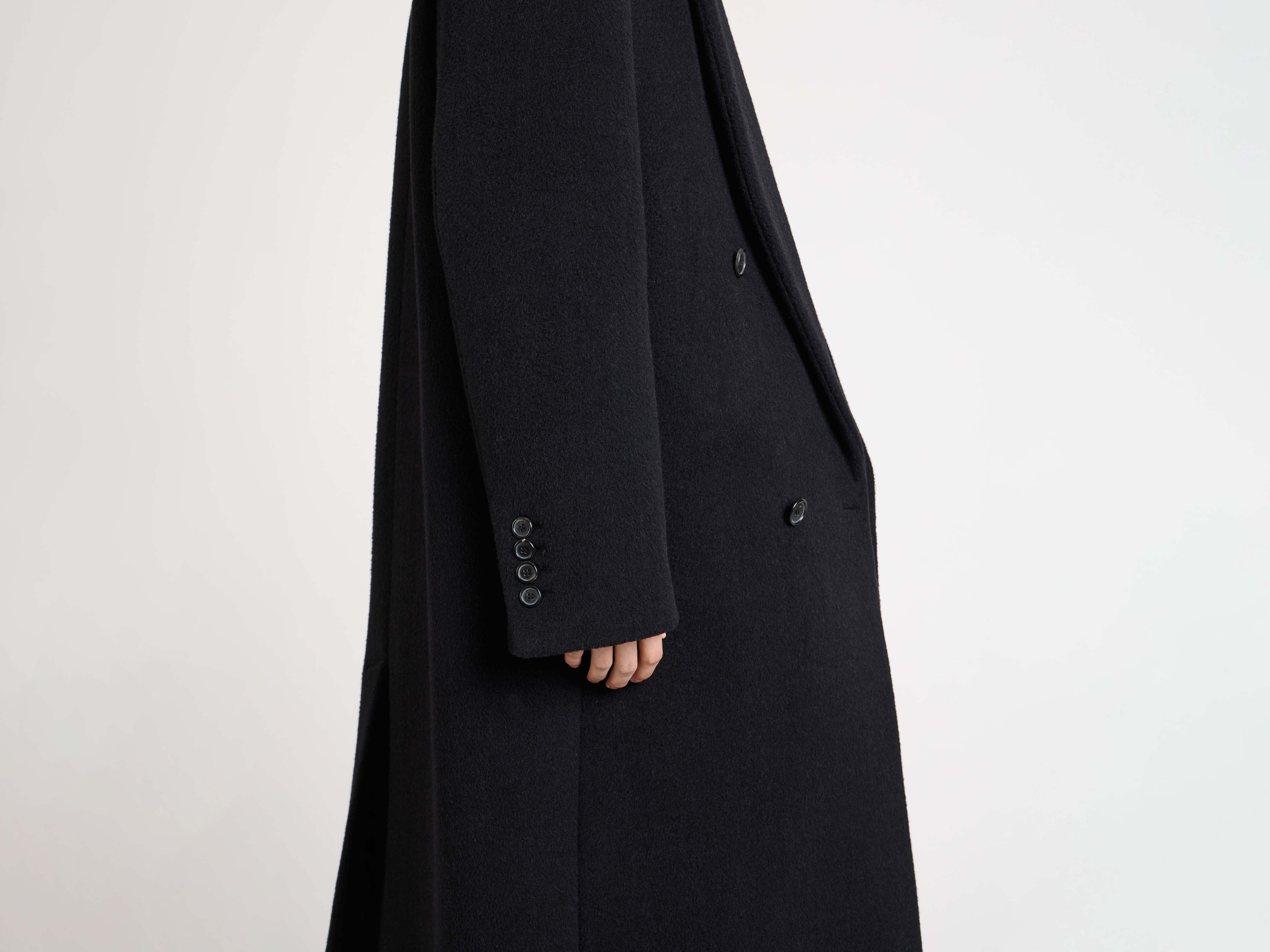 MENS DOUBLE BREASTED FORMAL COAT IN BLACK - Image 6