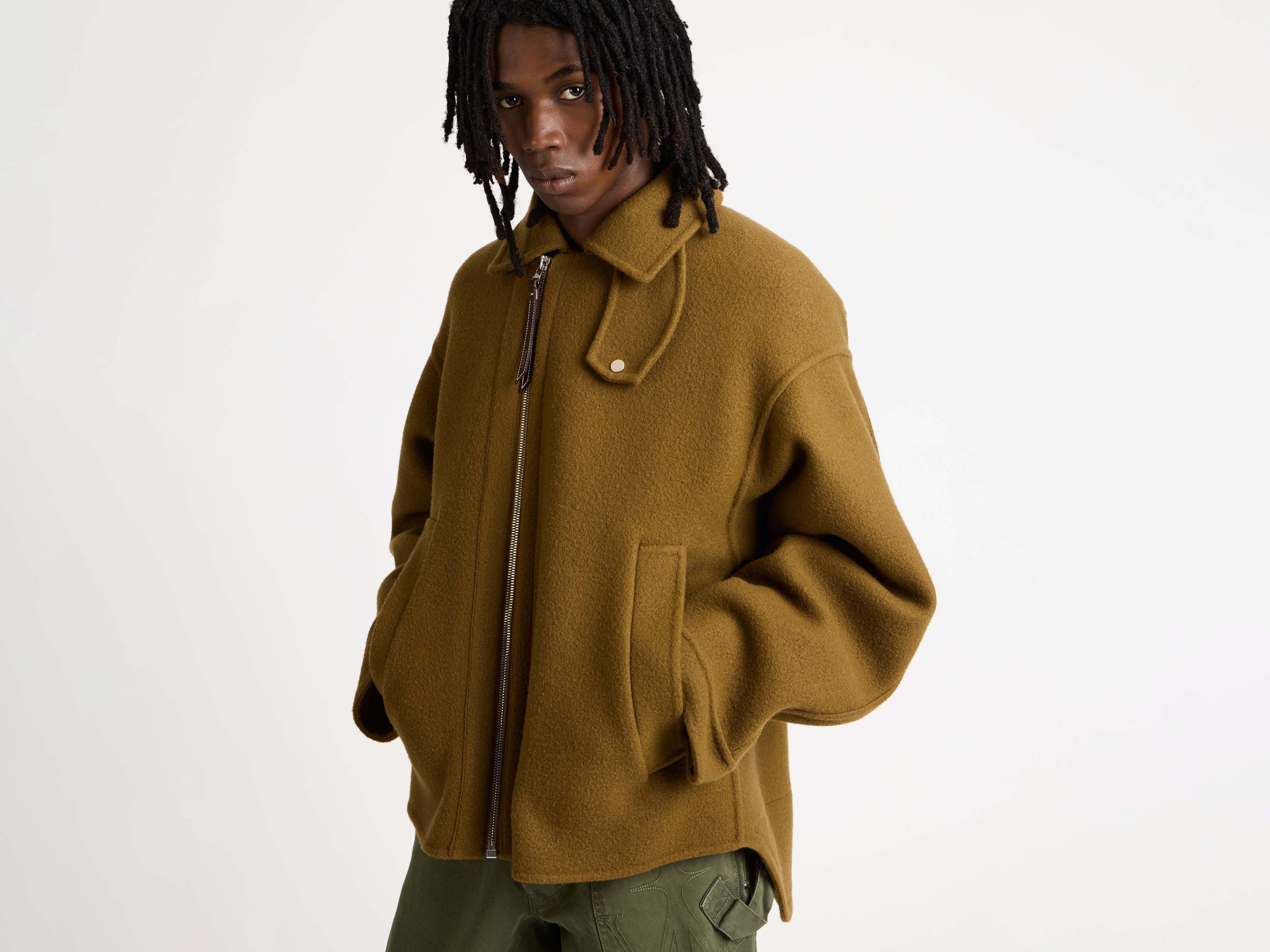 MENS DOUBLE FACED FIREMAN JACKET IN TOBACCO BROWN - Image 4