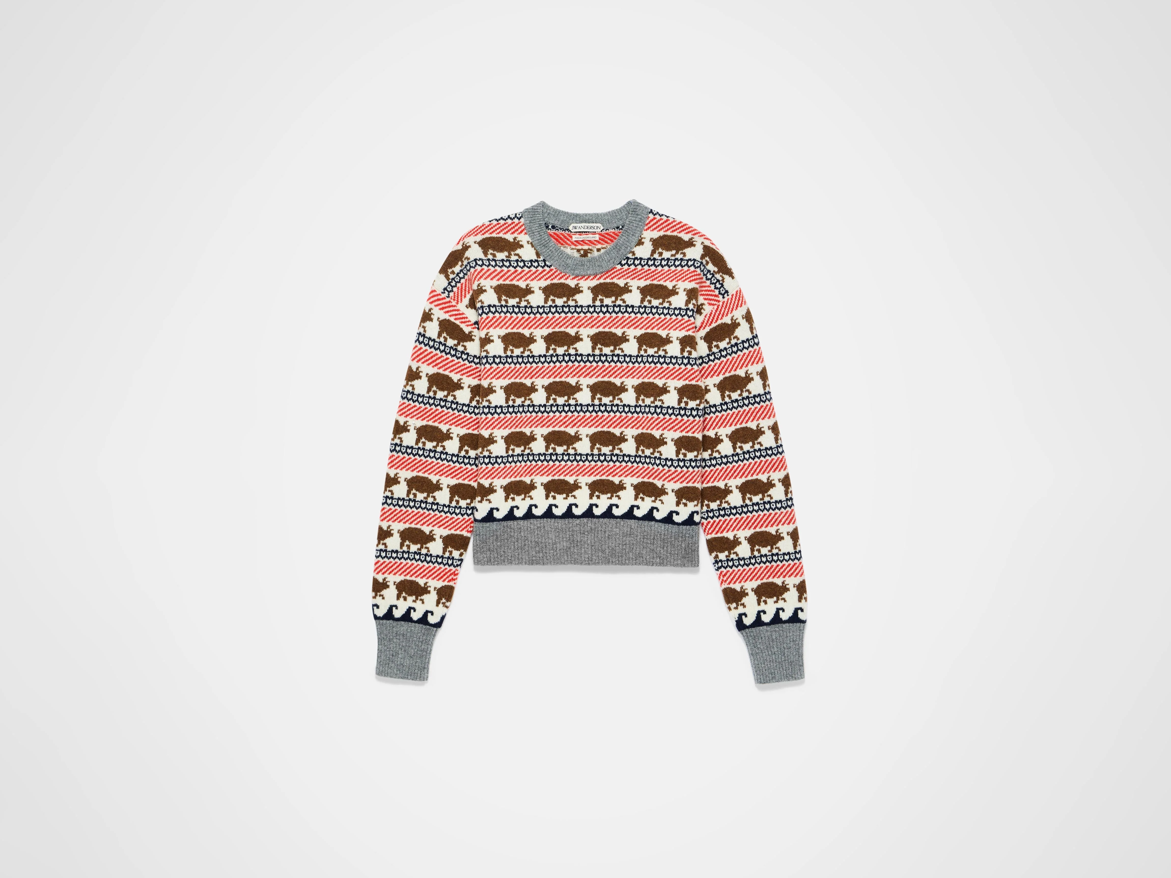 MENS FAIRISLE 'PIG' JUMPER IN RED - Image 8