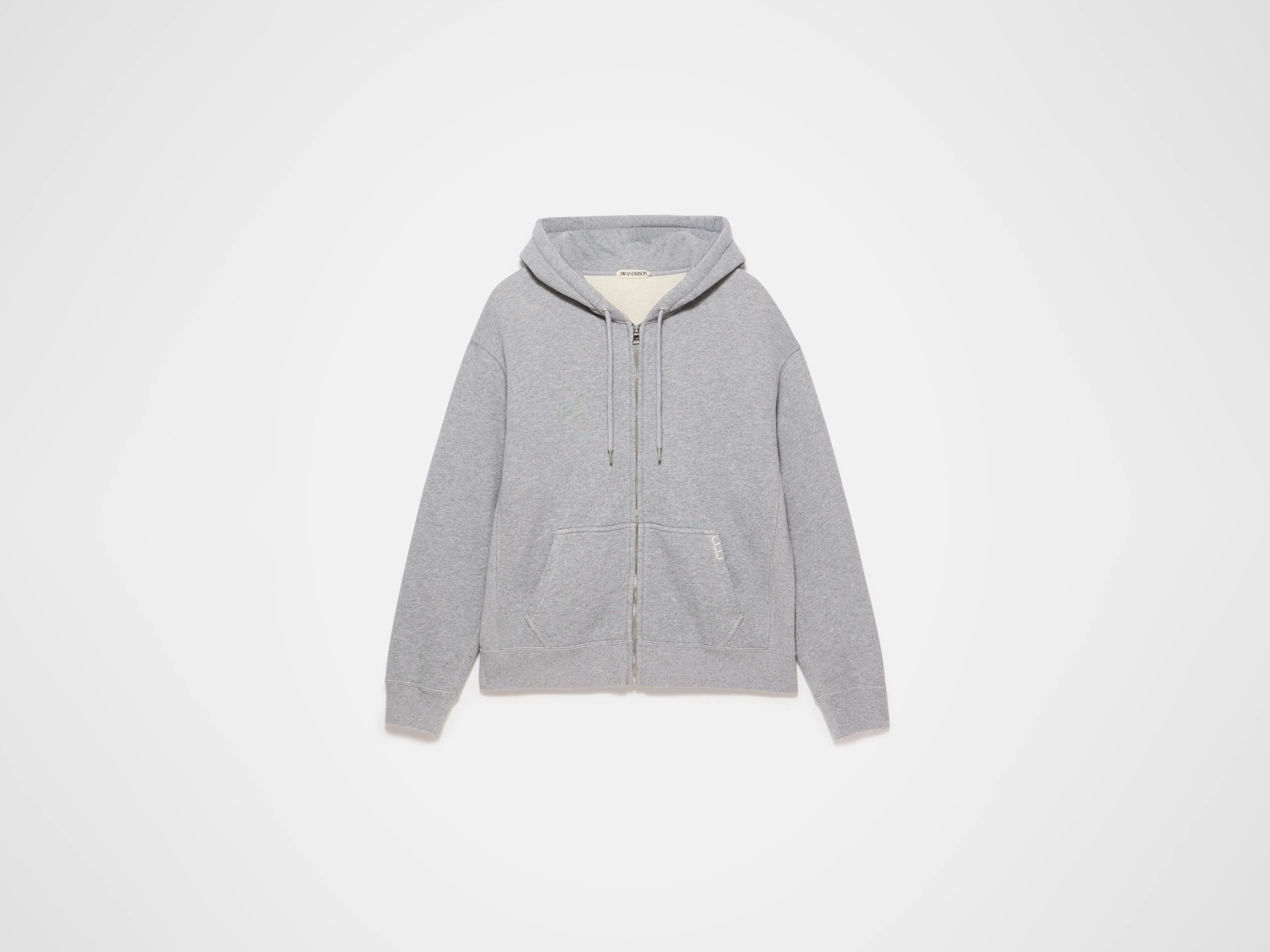 MENS FRONT ZIP HOODIE IN MID GREY MELANGE - Image 6