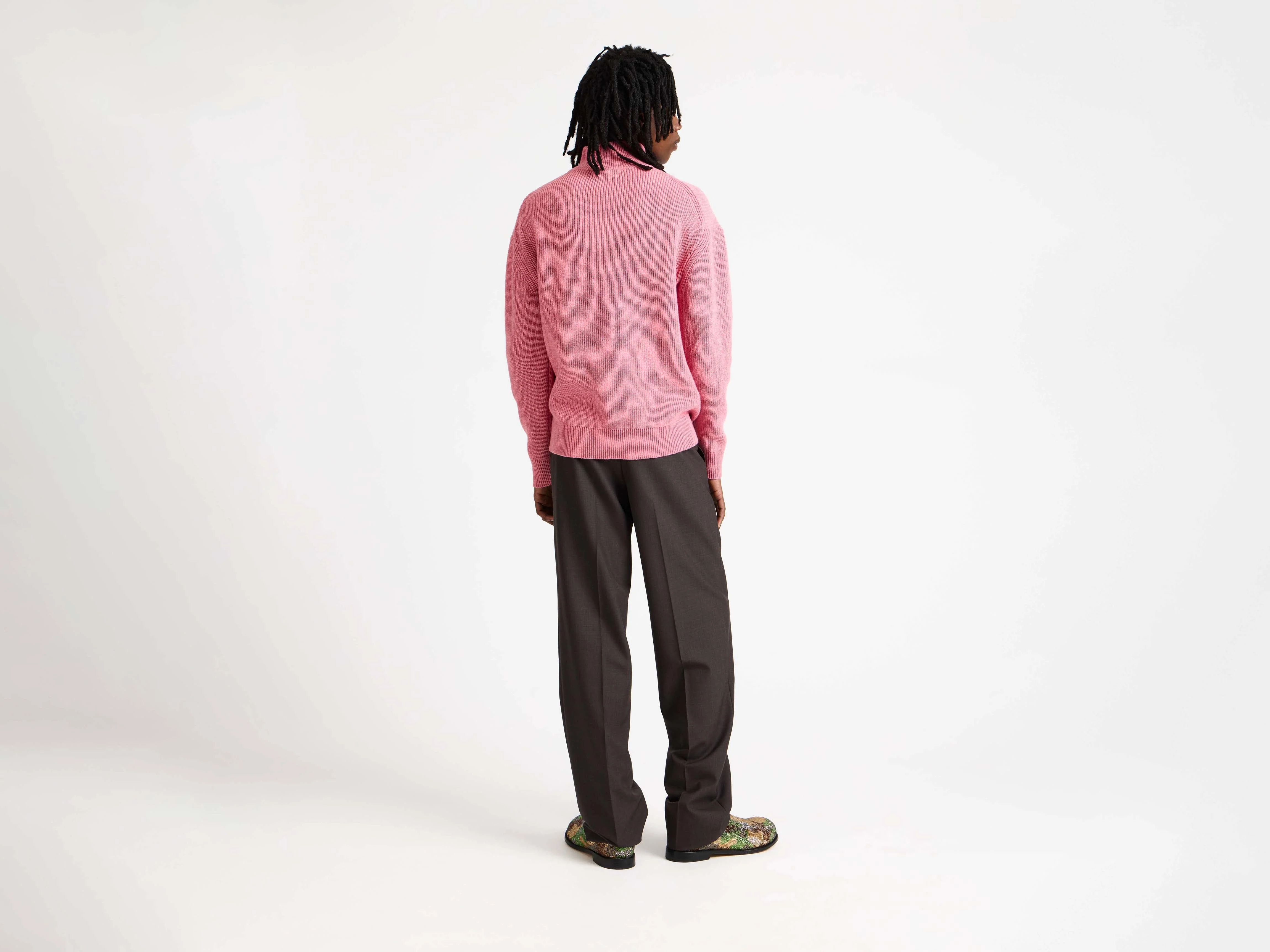 MENS HALF ZIP JUMPER IN BUBBLEGUM - Image 2