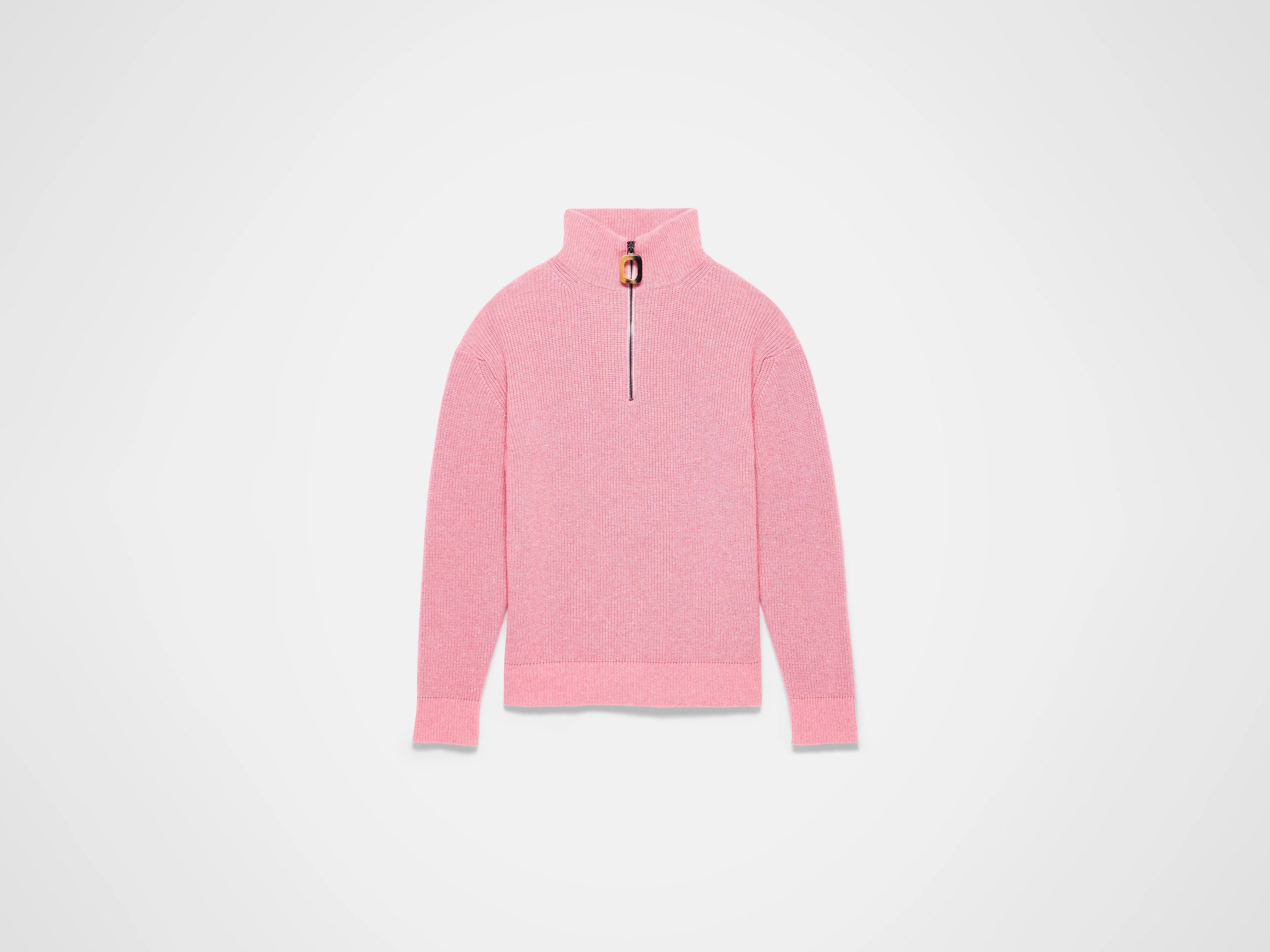 MENS HALF ZIP JUMPER IN BUBBLEGUM - Image 6