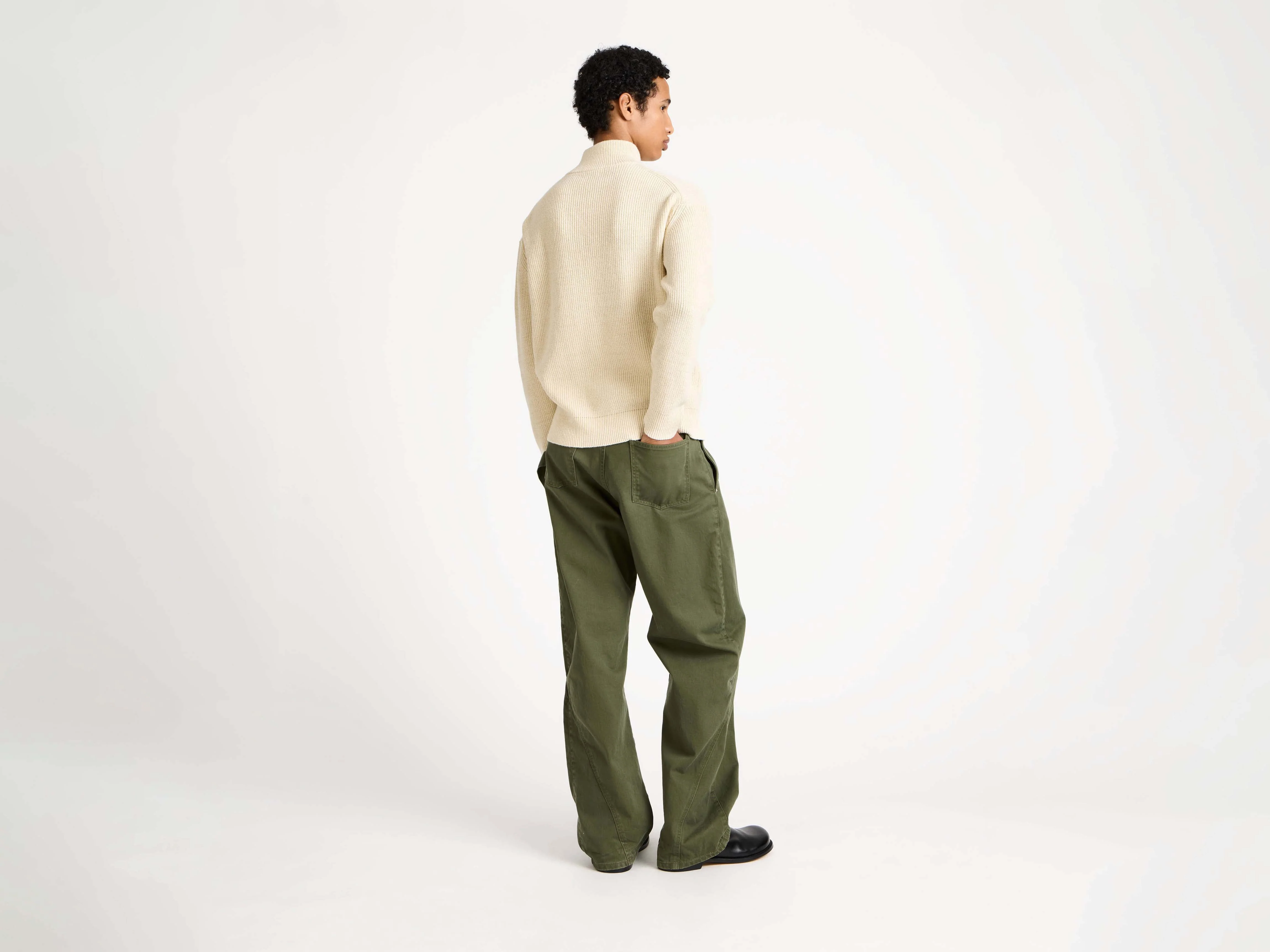 MENS HALF ZIP JUMPER IN IVORY - Image 2