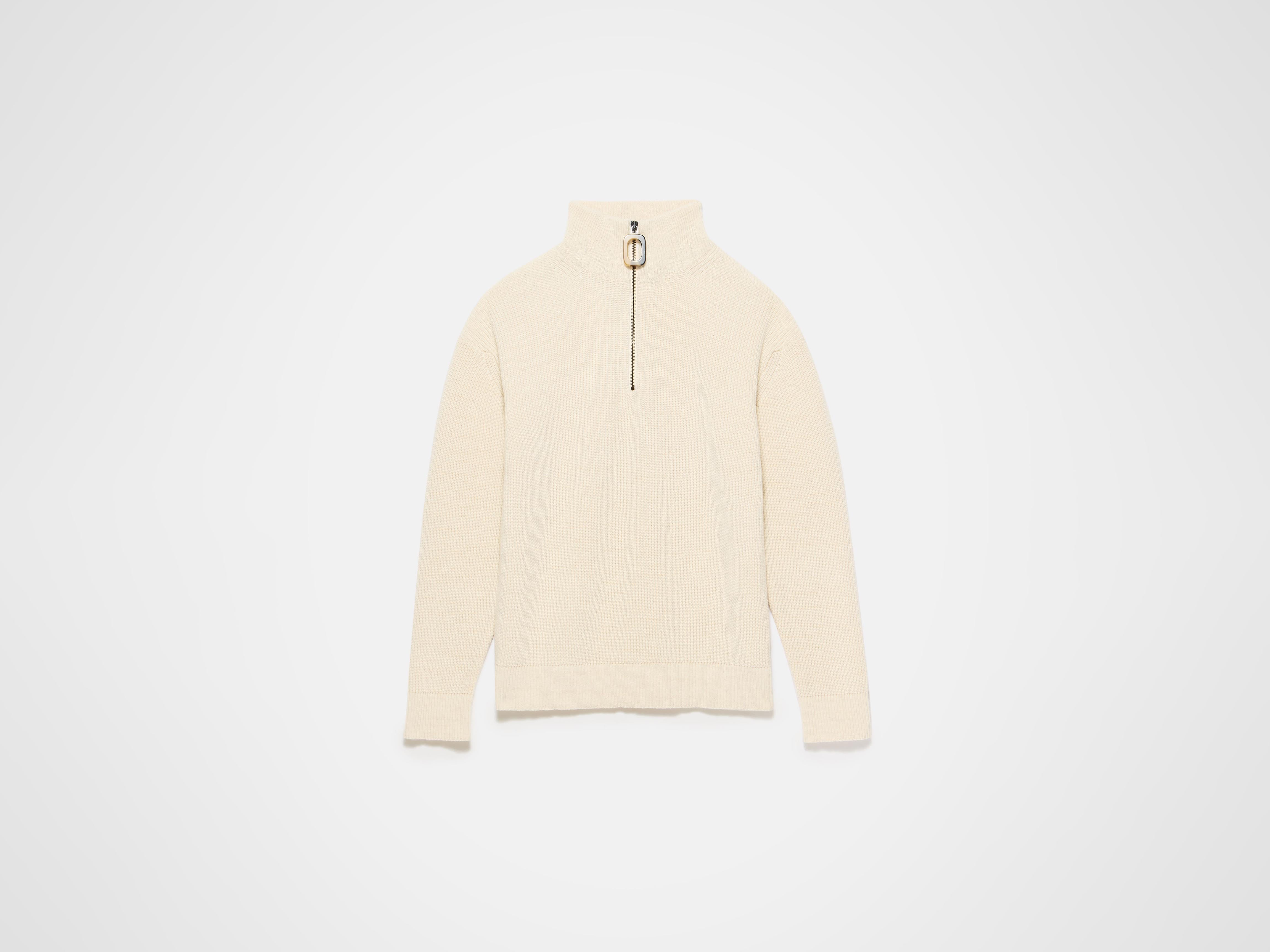 MENS HALF ZIP JUMPER IN IVORY - Image 6