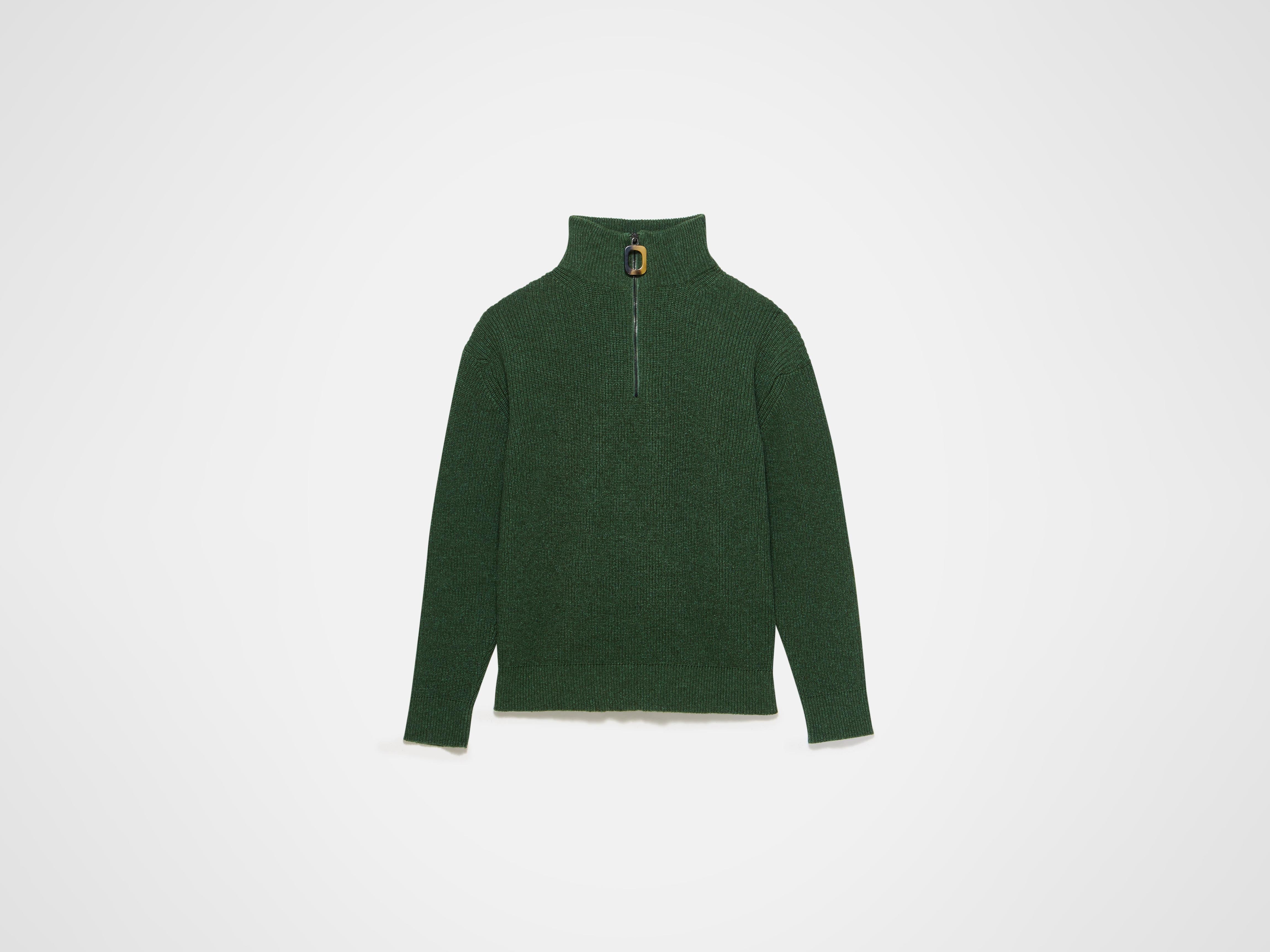 MENS HALF ZIP JUMPER IN PINE - Image 6