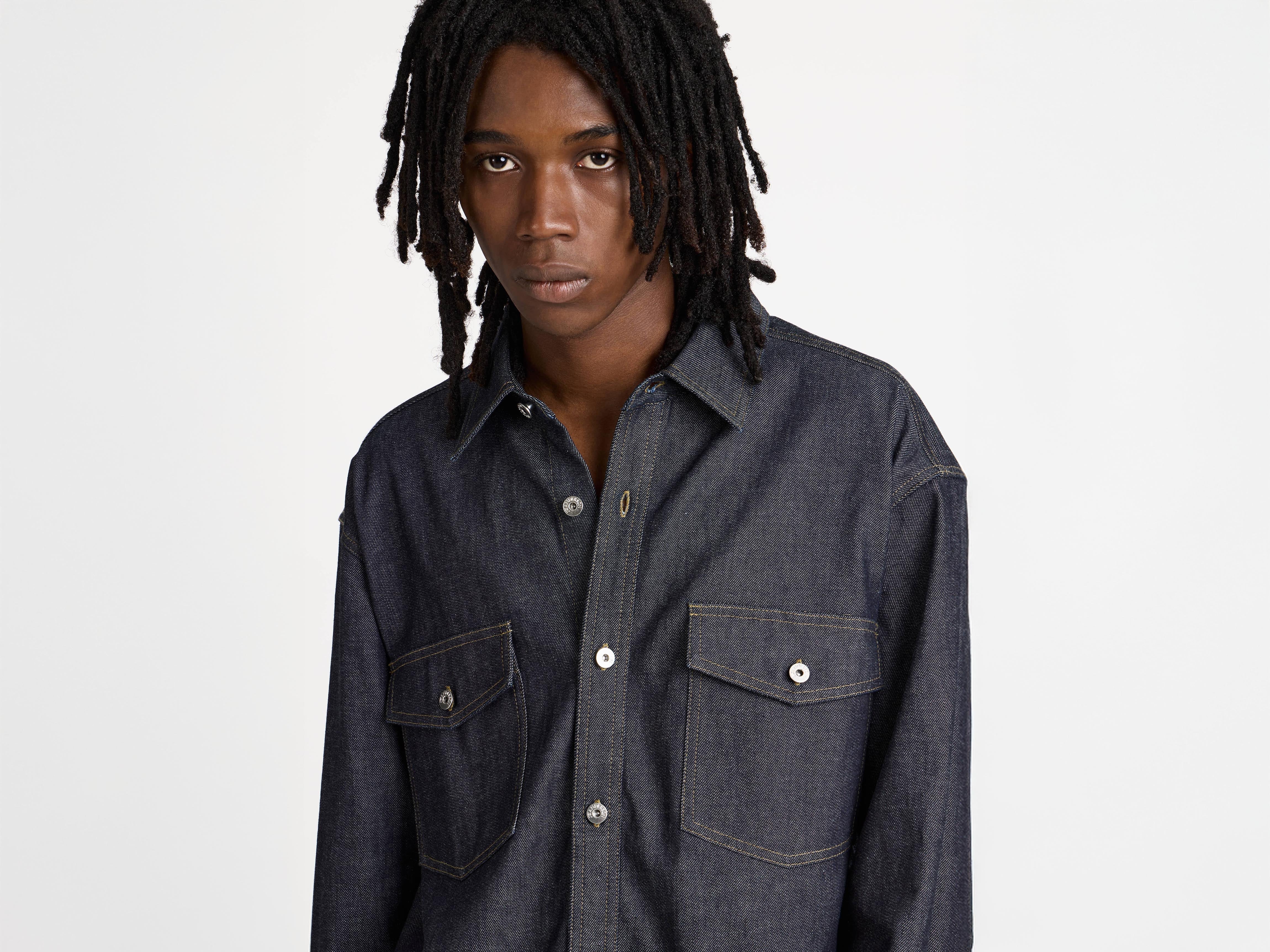 MENS OVERSIZED DENIM SHIRT IN INDIGO - Image 5