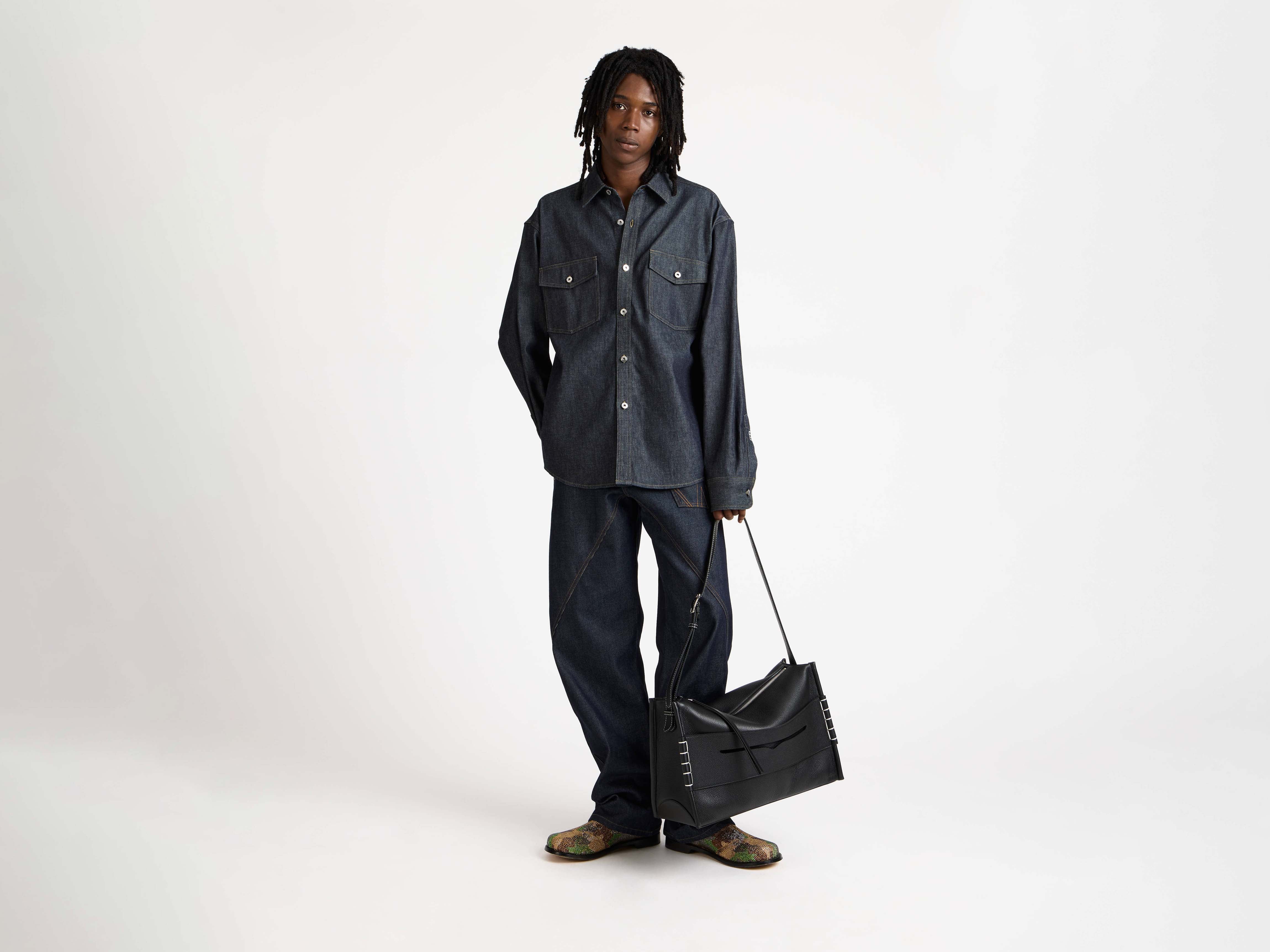 MENS OVERSIZED DENIM SHIRT IN INDIGO - Image 6