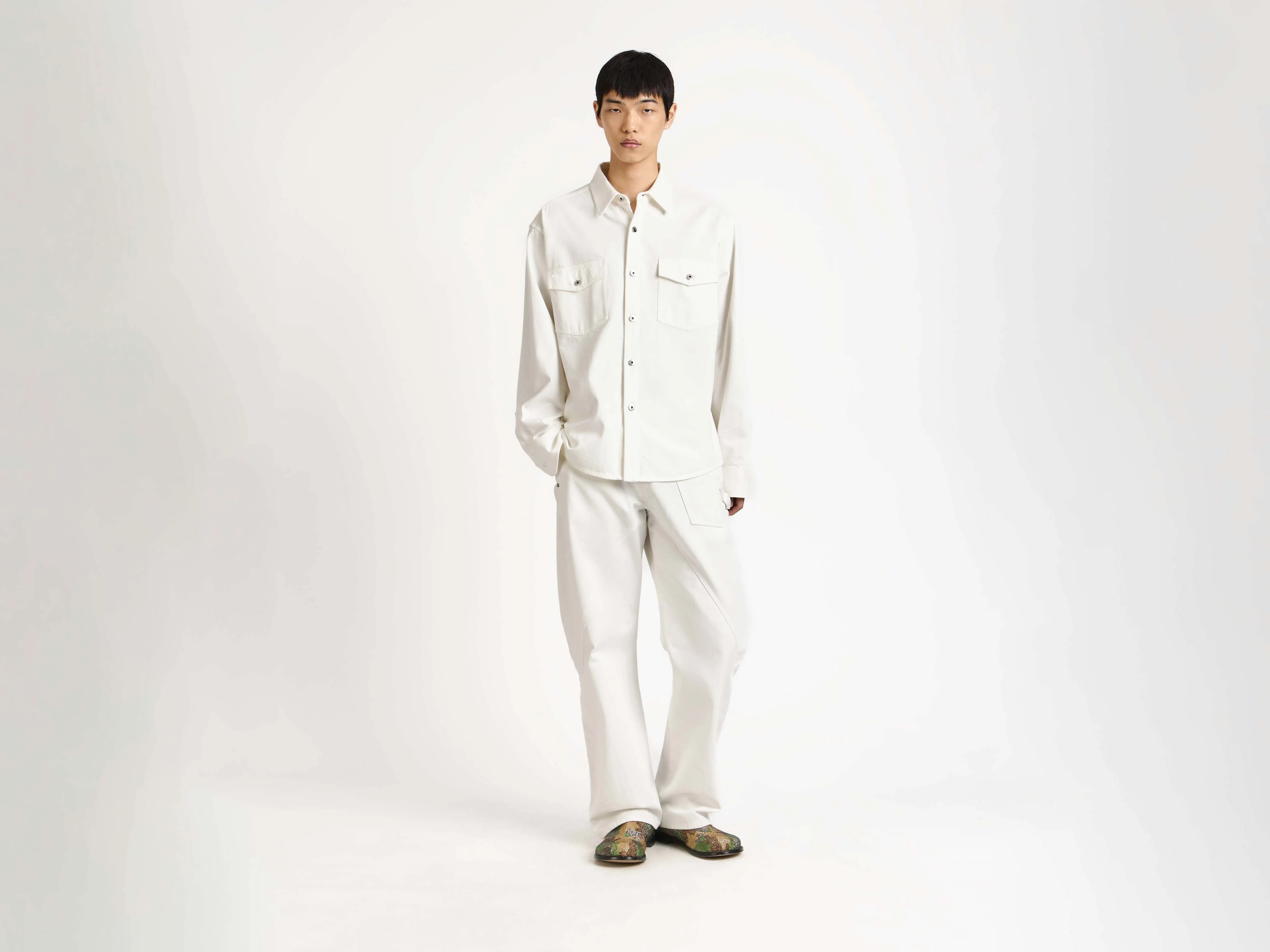 MENS OVERSIZED DENIM SHIRT IN WHITE - Image 2