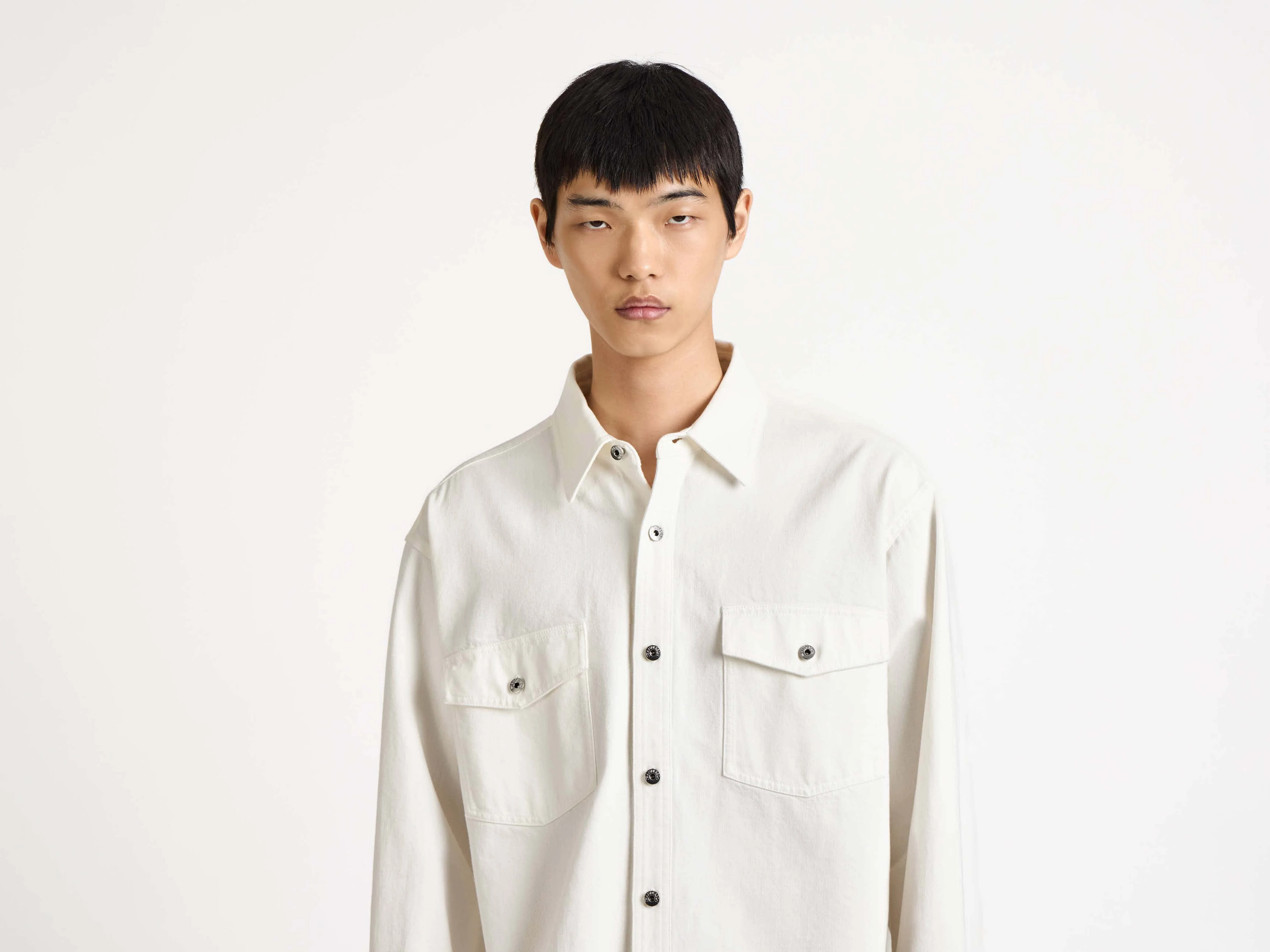 MENS OVERSIZED DENIM SHIRT IN WHITE - Image 6