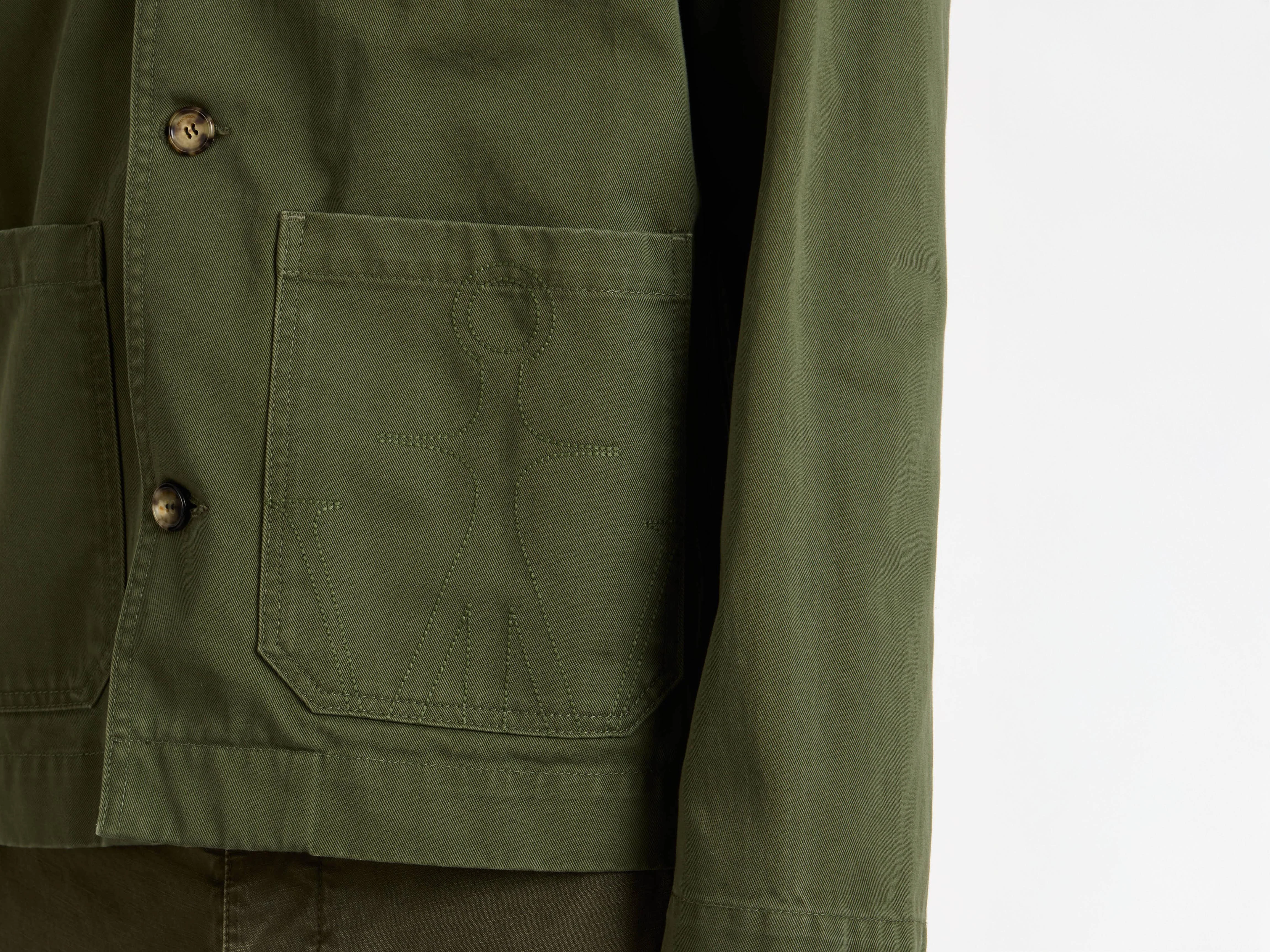 MENS PATCH POCKET JACKET IN WASHED GREEN - Image 5