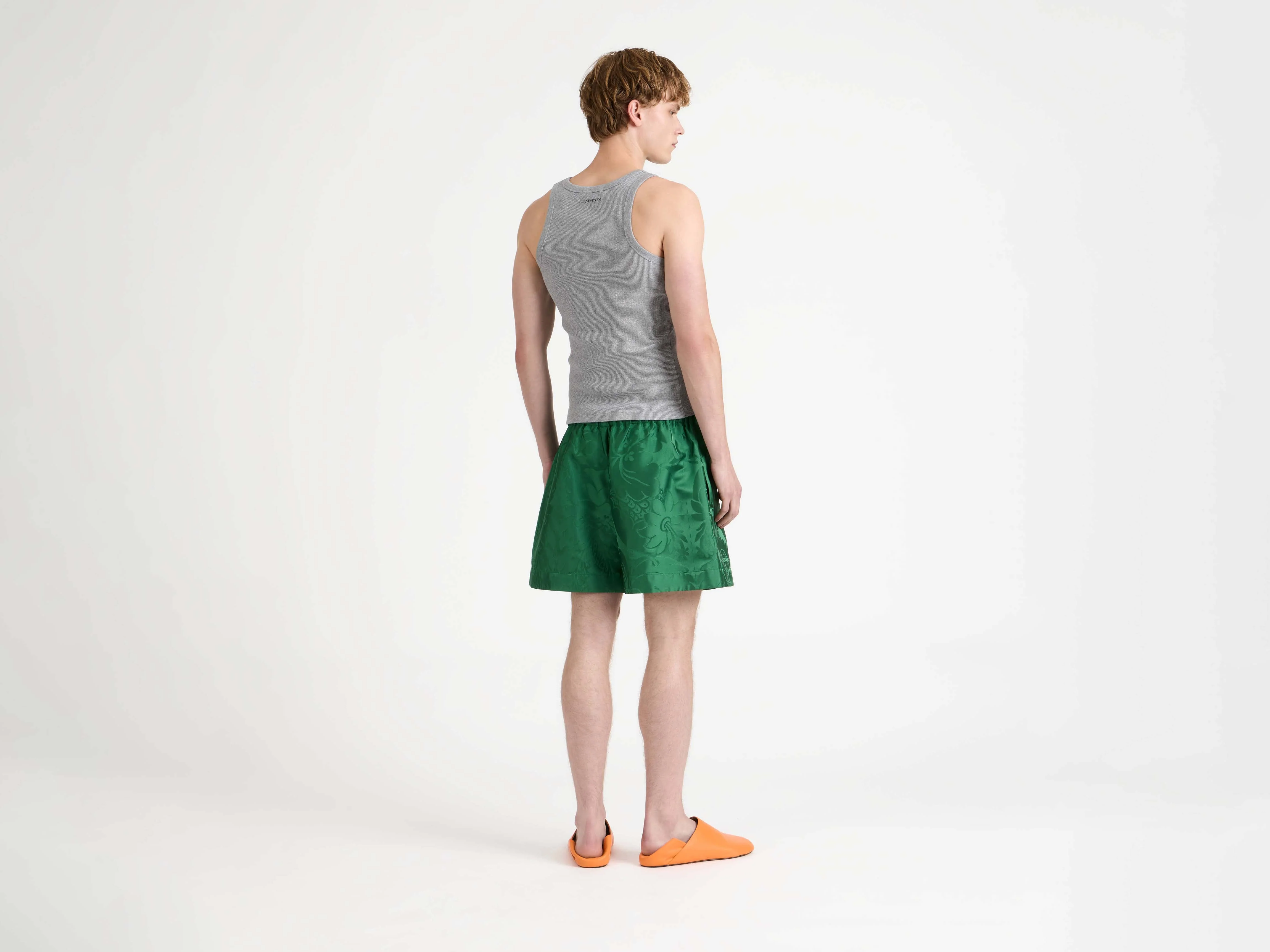 MENS RIB VEST IN MID GREY MELANGE - Image 3