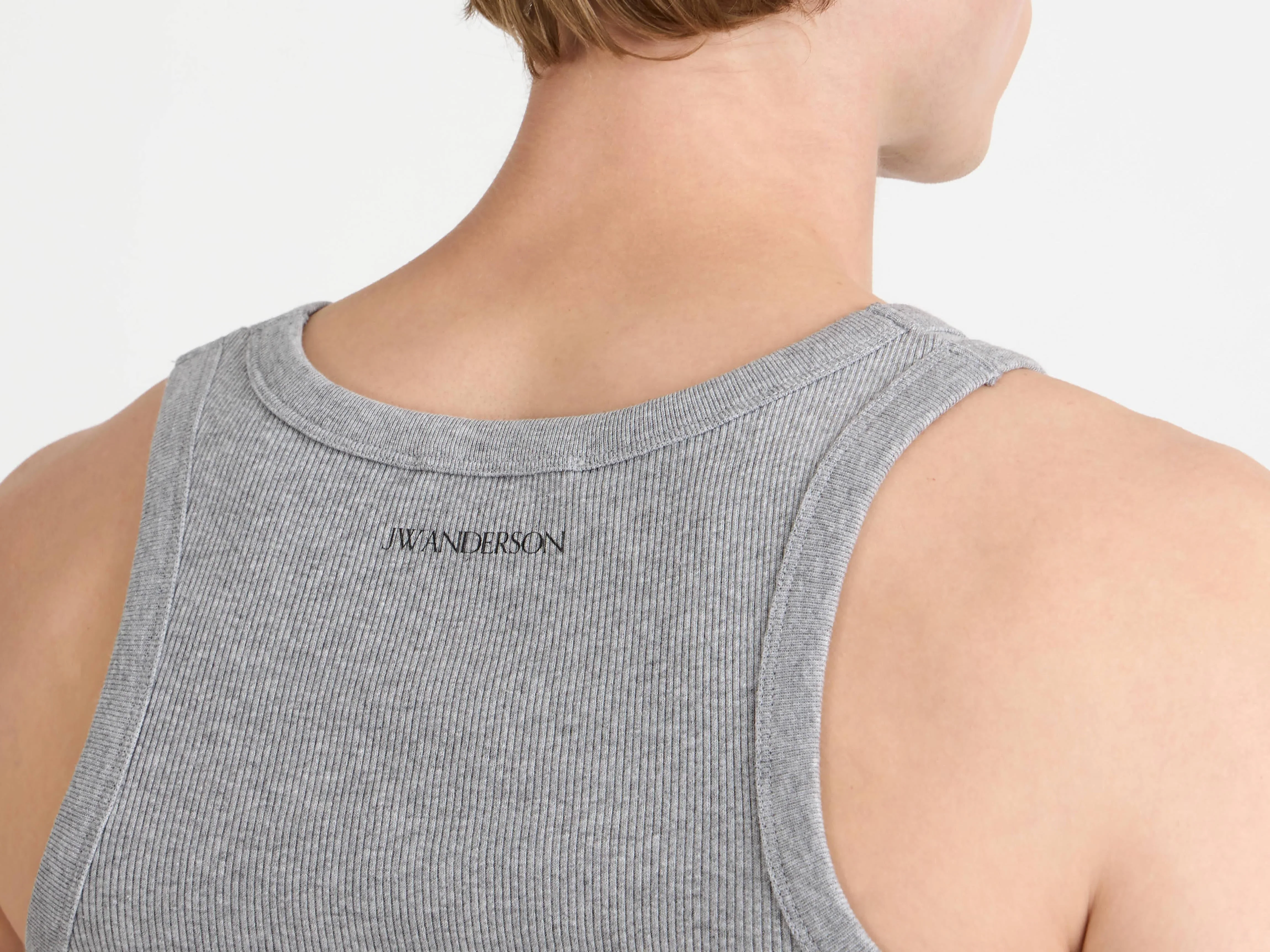 MENS RIB VEST IN MID GREY MELANGE - Image 4