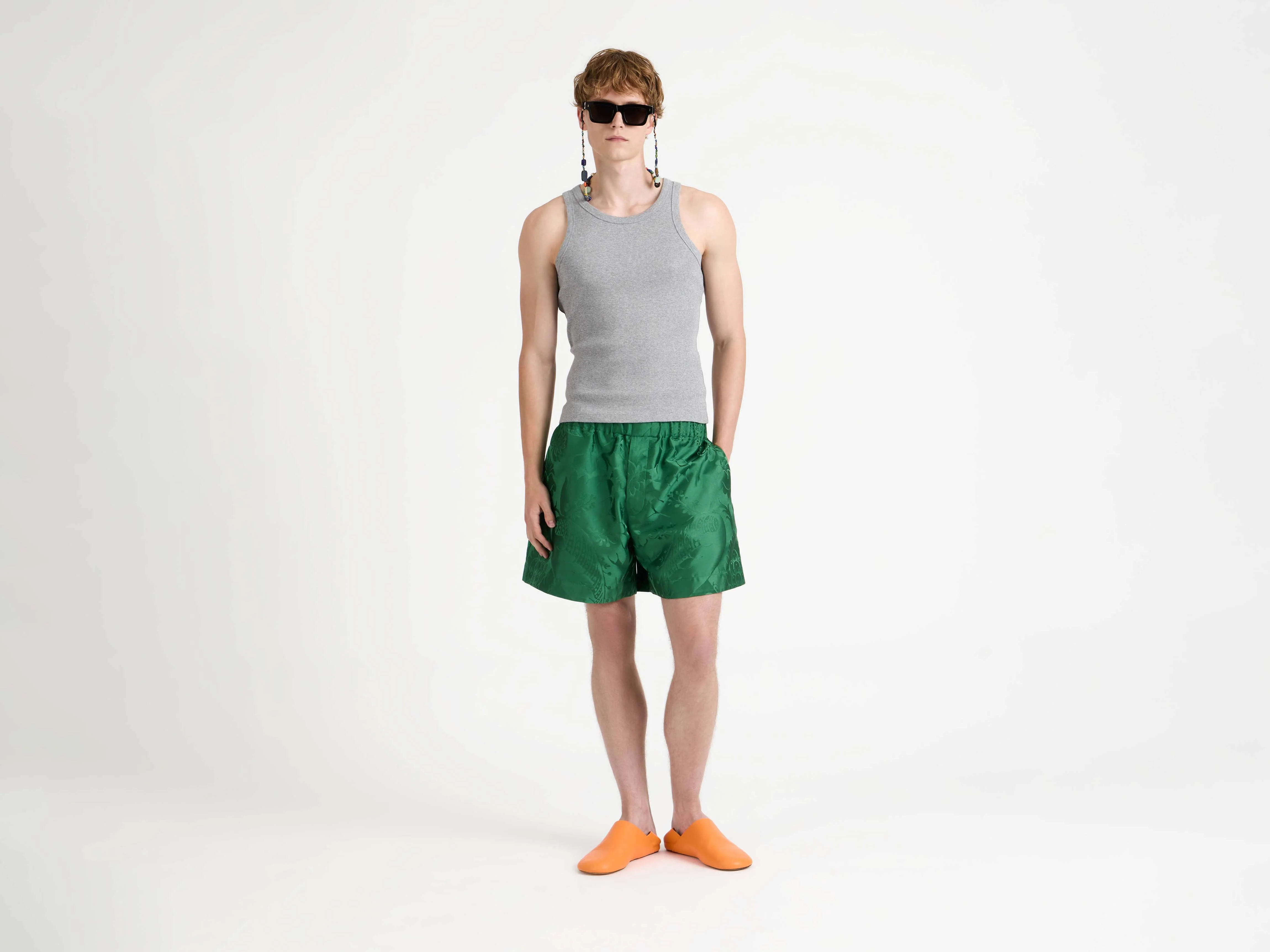 MENS RIB VEST IN MID GREY MELANGE - Image 5