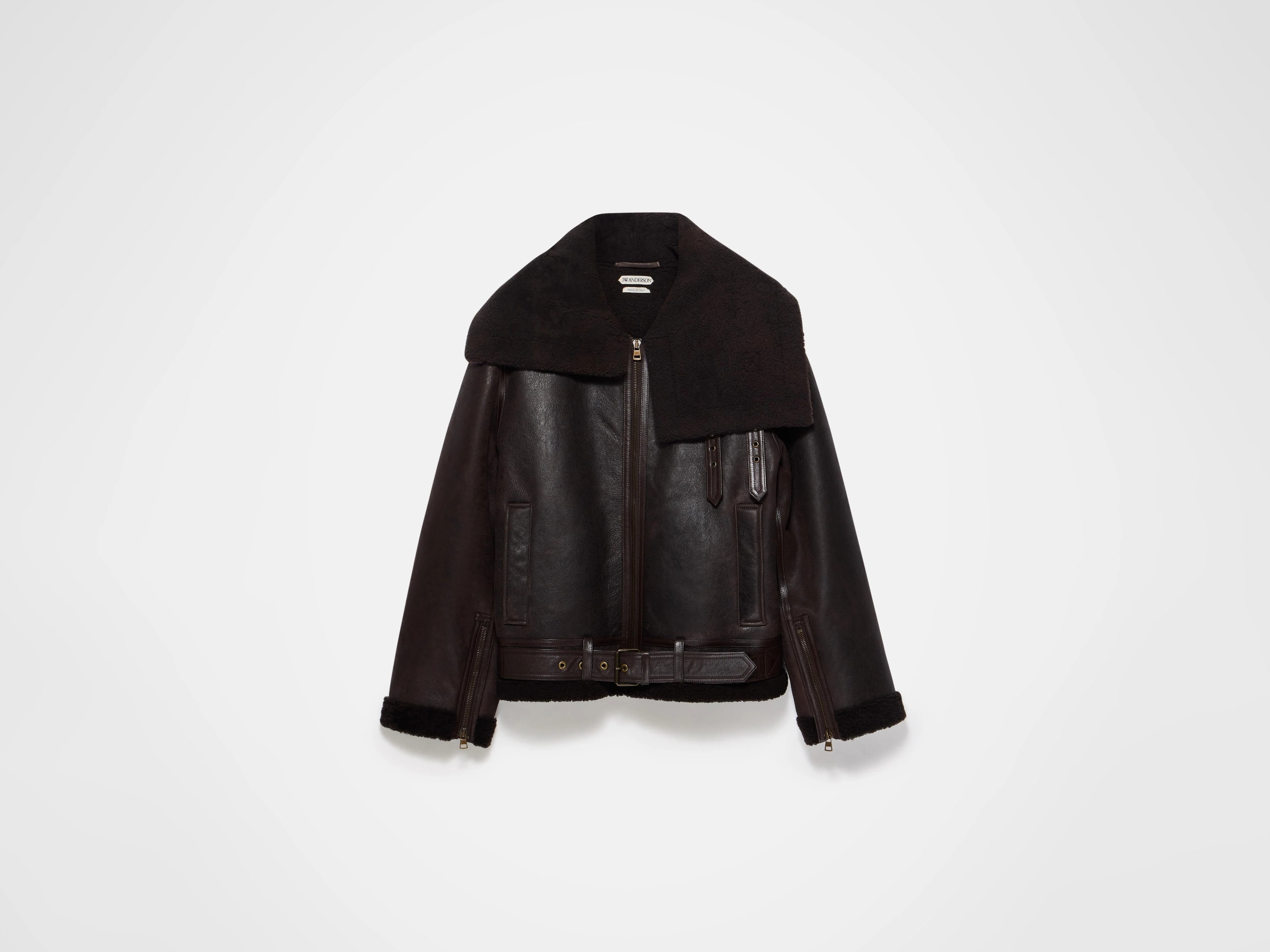 MENS SHEARLING AVIATOR JACKET IN CHOCOLATE BROWN - Image 6