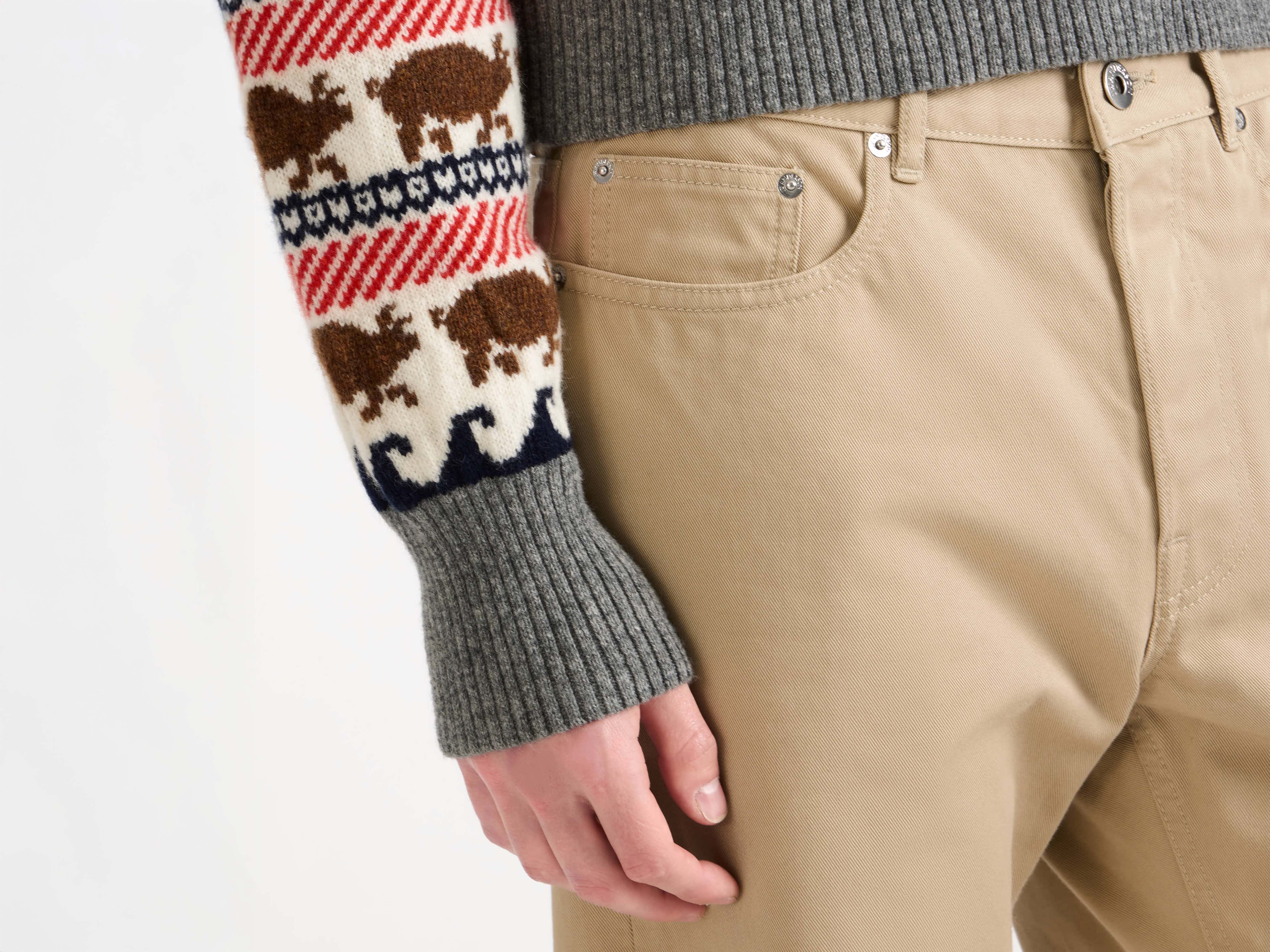 MENS STRAIGHT LEG JEANS IN BEIGE - Image 3